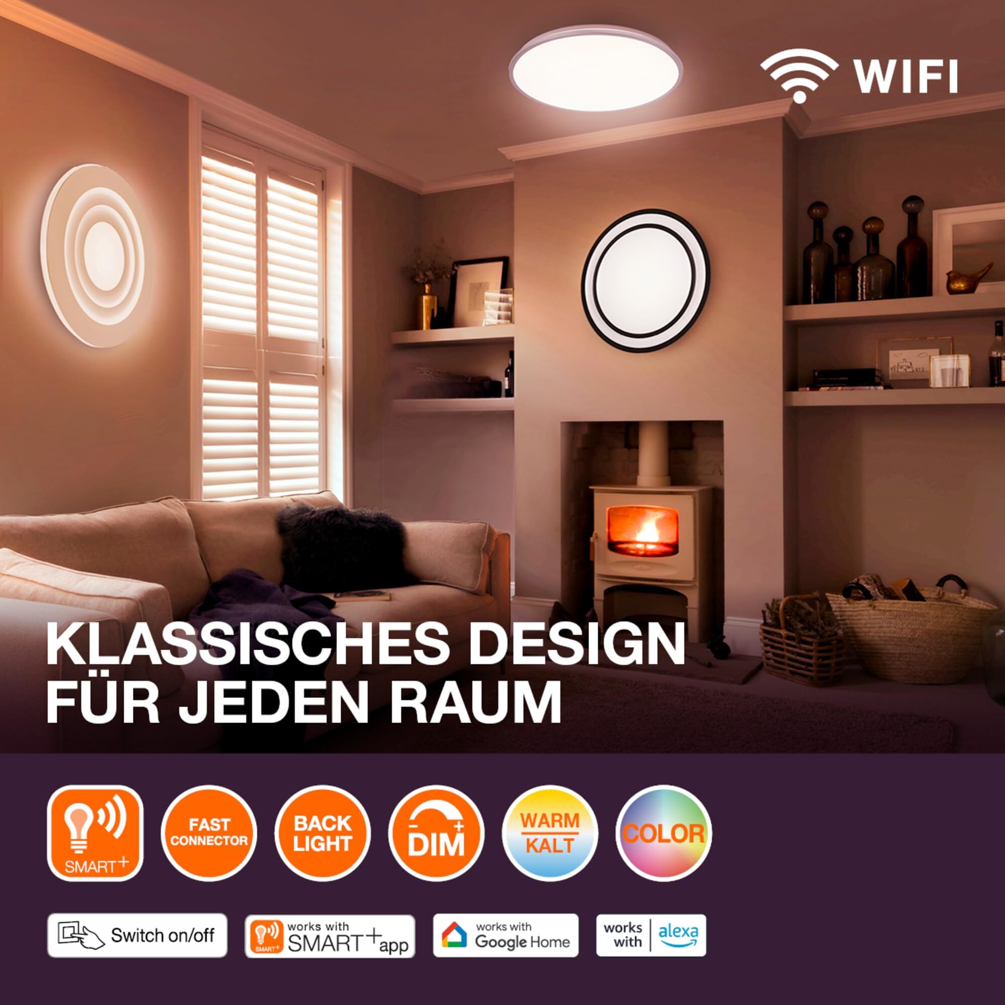 Osram SMART+ Orbis LED Panelleuchte 400mm Weiß RGB+TW WiFi | SMART+ Wifi Orbis Ultra Slim Backlight, Indoor Wall Lighting, Weiß, 400 mm dia, 30000 h, 1-Pack
