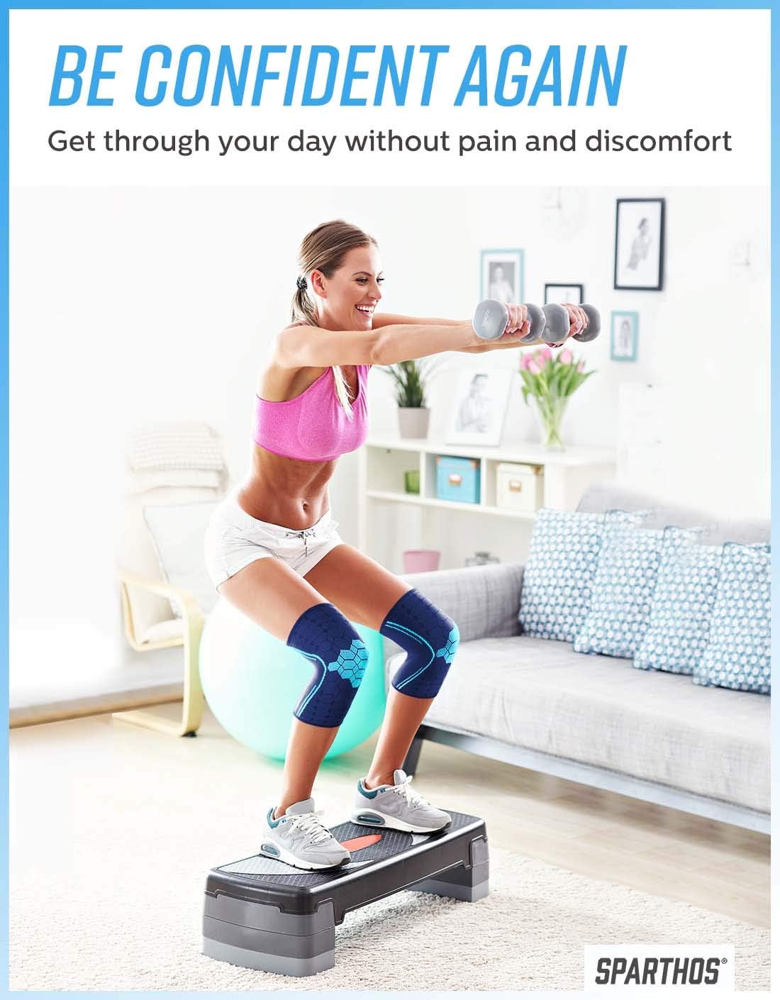 Sparthos Knee Compression Sleeves by (Pair) – Joint Protection and Support for Running, Sports, Knee Pain Relief – Knee Brace for Men and Women – Innovative Breathable Elastic Blend – Anti Slip : Health & Household