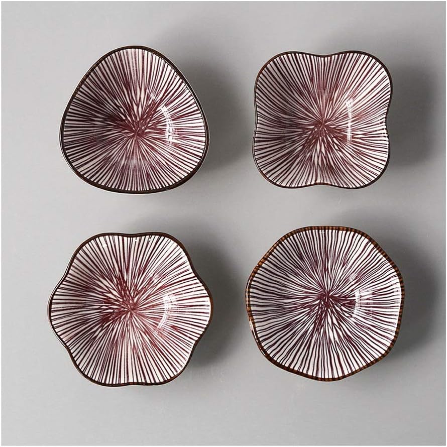 Dipping Bowls Ramekin Dishes, 4-Piece Porcelain Ceramic Deep Dinner Plates, Soup Plates, Ideal for Dips Sauce Appetizer Plates (Colour: F) (F)