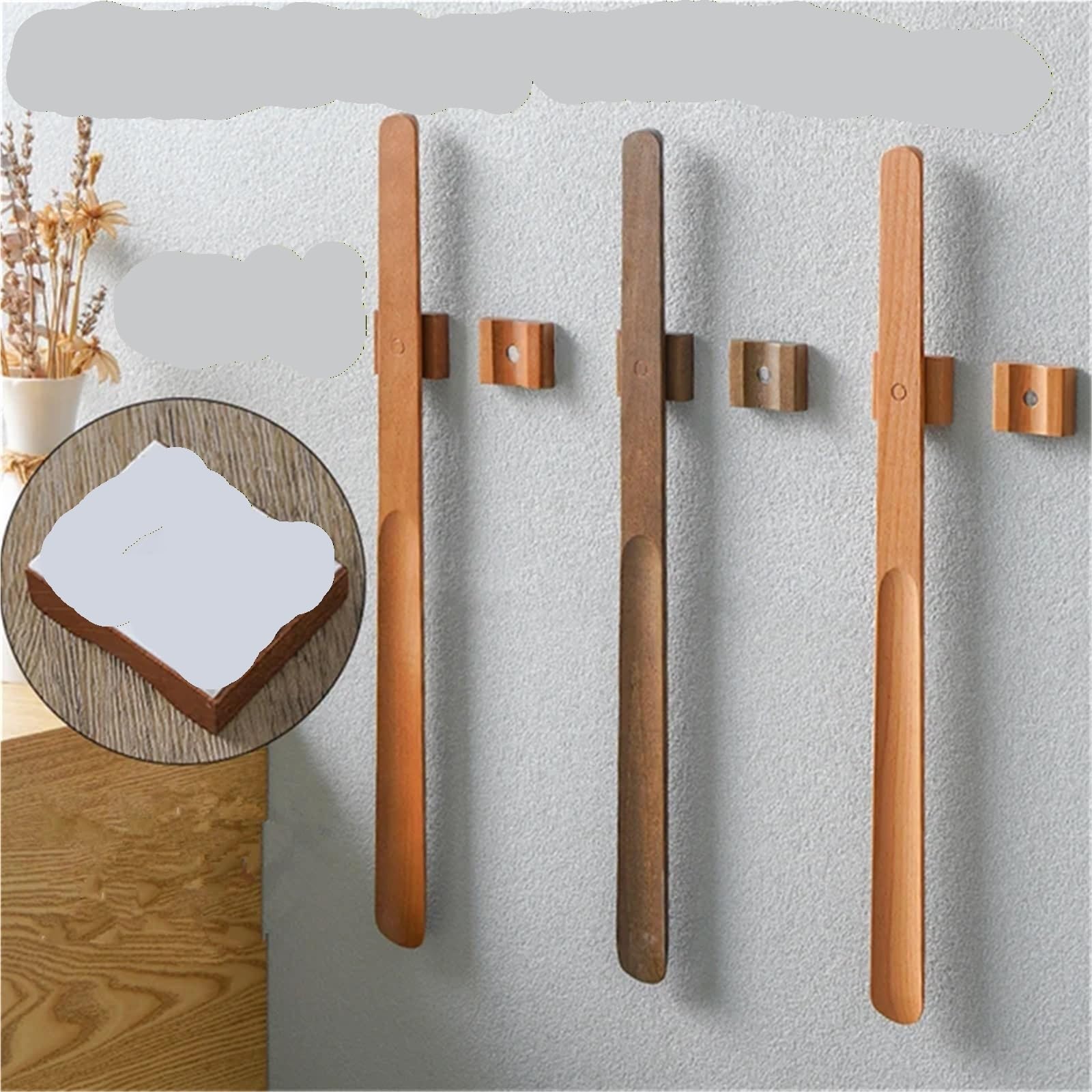 Calzador con mango largo de madera de 55CM, cuchara for zapatos, soporte más fácil for personas mayores, 1 ud.
