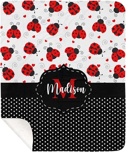 Miniatura 9 de Adorable manta de lunares negros para niñas, para la escuela, manta de forro polar personalizada con inicial, única manta de forro polar con nombre