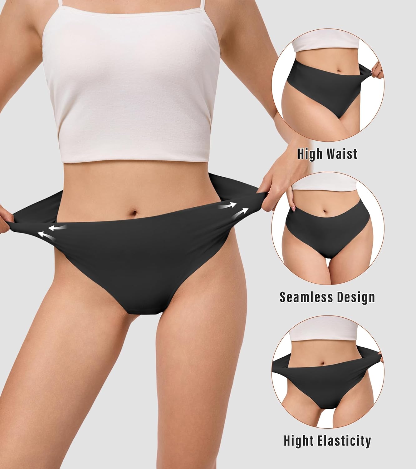 DEANGELMON Seamless G-string Thongs for Women - No Show Thong Underwear Low Rise Stretch Panties Workout Pack - Image 2