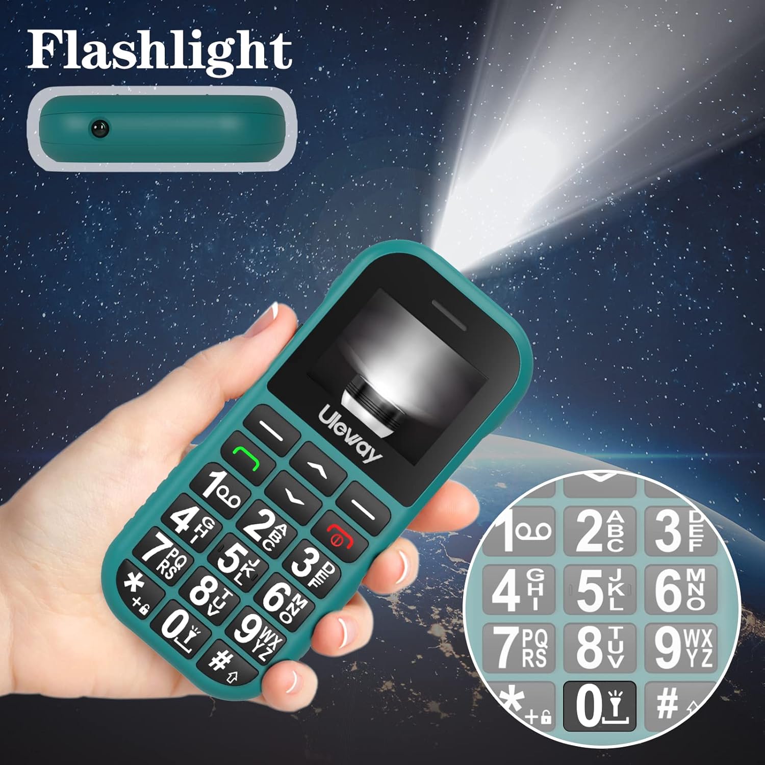 USHINING G190 phone with flashlight beam