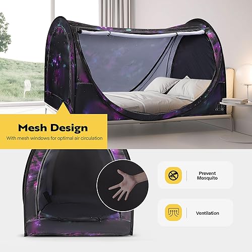Miniatura 5 de VIVOHOME Pop-Up Bed Tent Twin Size, Privacy Bed Canopy with 4 Doors and Mosquito Mesh, Breathable Sleeping Tent for Kids and Adults
