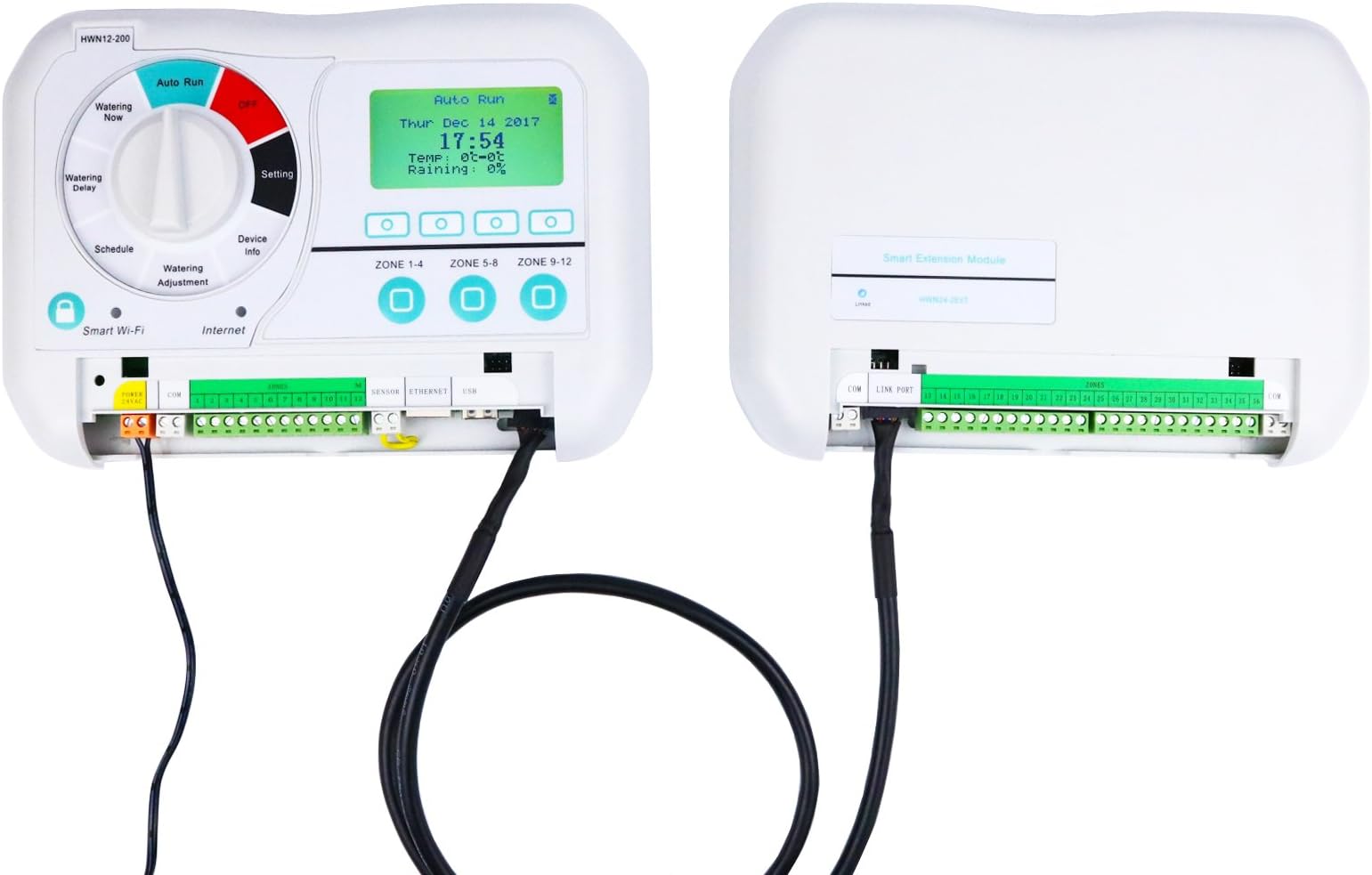 36- Zone Smart Irrigation Sprinkler Controller HWN12-200+, Smart Watering Timer with Weather Aware, Remote Access, Work on Mobile App