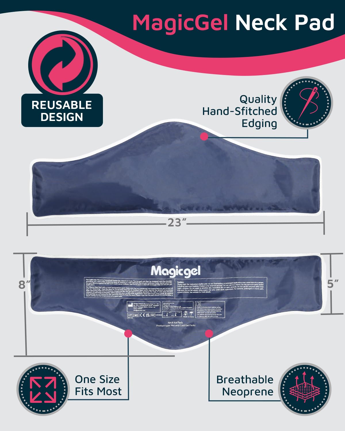 Fascia Ghiaccio Gel per Collo e Nuca - Sollievo Rapido per Collo e Schiena Alta. Terapia del Freddo per Spalle - Flessibile Cuscinetto Gel Riutilizzabile per Gonfiore, Lesioni e Mal di Testa - Grigio