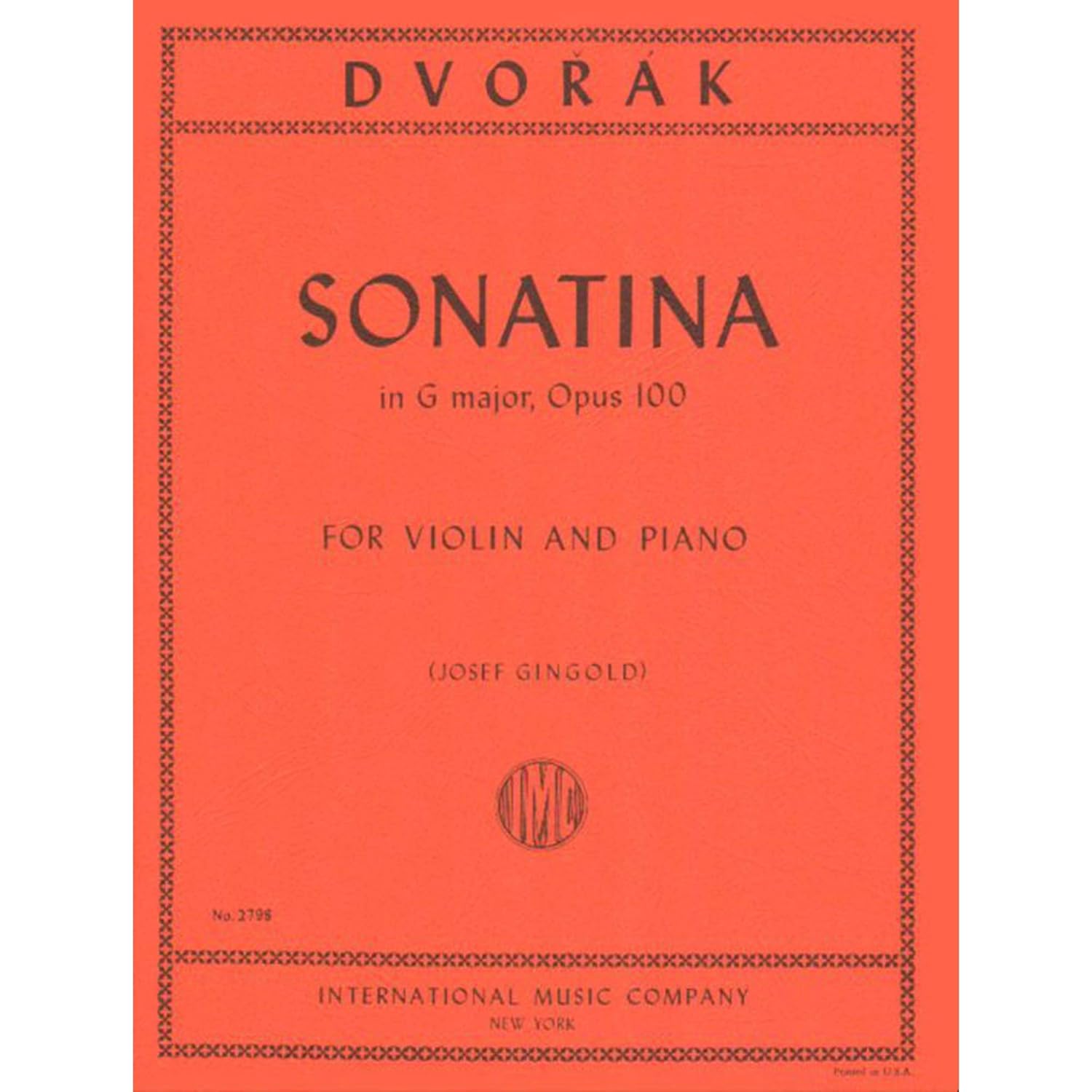 Dvorak: Sonatina in G Major, Op. 100 - For Violin and Piano      Sheet music