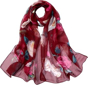 MINIDORA Lightweight Scarves for Women Elegant Floral Pattern Scarf Shawls Sunscreen Head Shawls