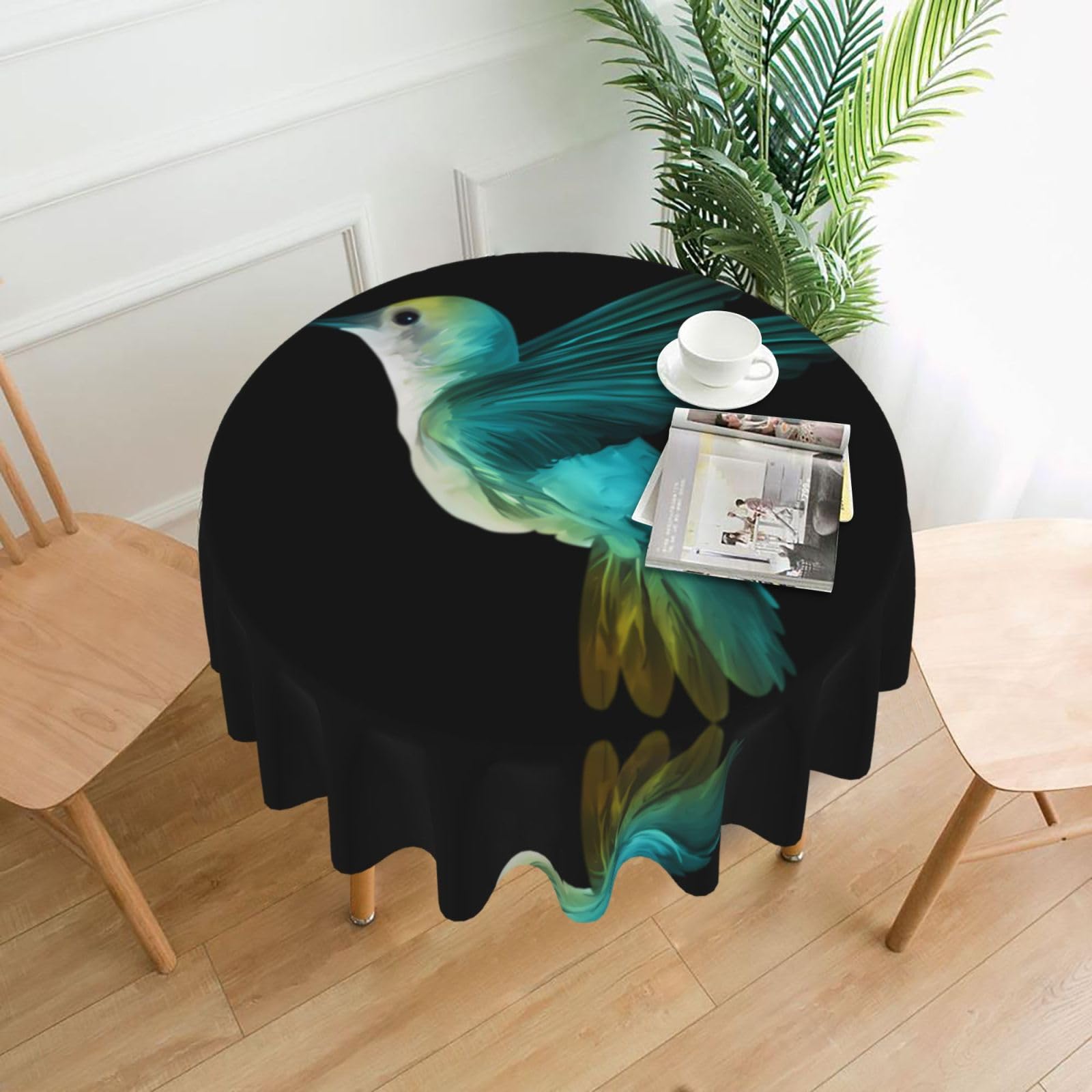 ZHAOUR Cute Hummingbird Print Round Washable Tablecloth – Table Cover