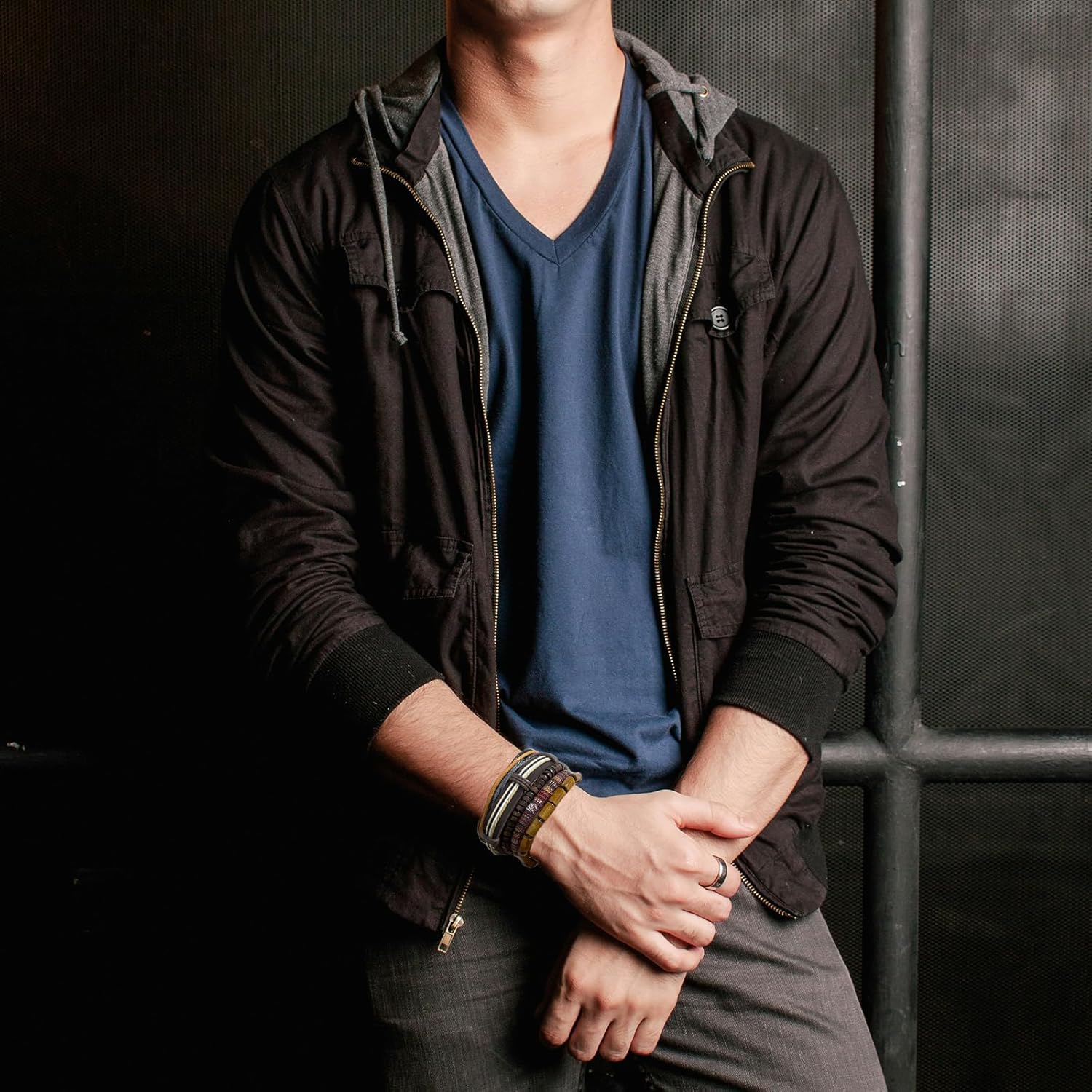 31Pcs Braided Leather Bracelets for Men Women Punk Wrap Cuff Bracelets Hemp Cords Wood Beads Ethnic Tribal Handmade Wrap Wristband Gothic Evil Eye Bracelets Set Adjustable Skull Skeleton Accessories - Image 3