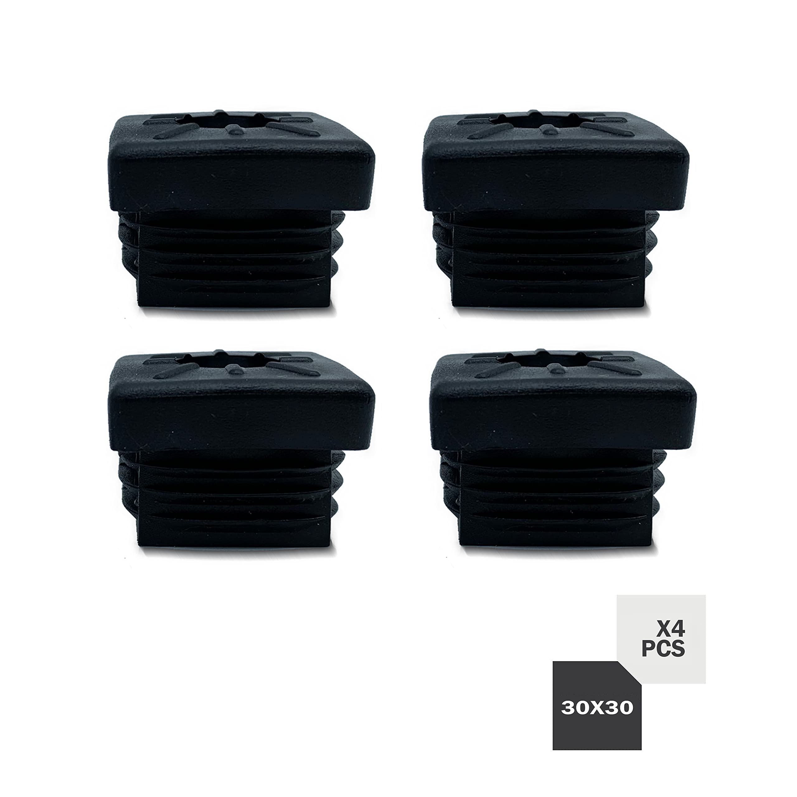 4 Bouchons Caoutchouc Carrés 20x30mm - Embouts Pour Barres De Toit, Meubles - Protection Sol Anti-Rayures
