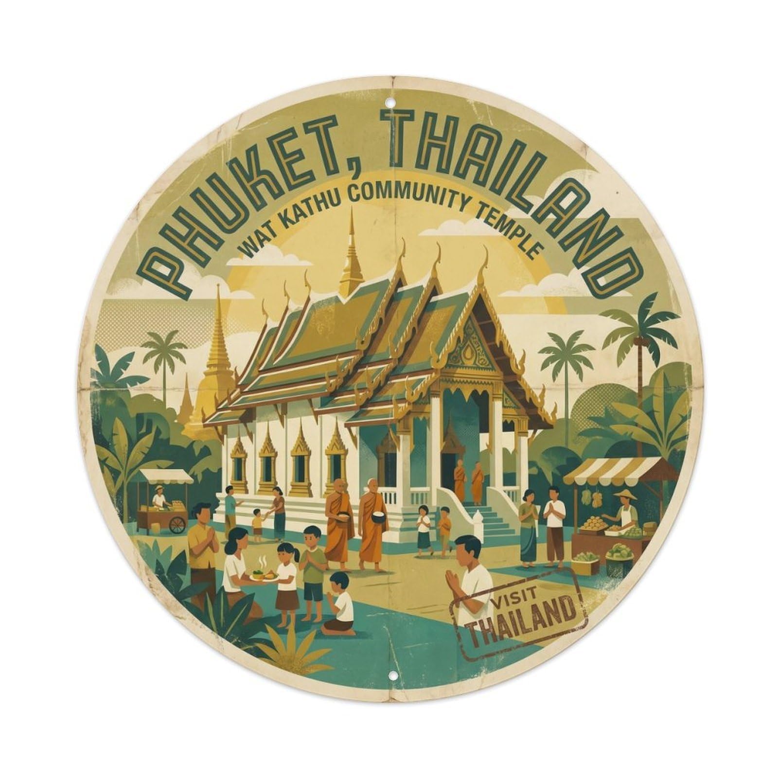 Phuket Kathu Temple Historic Island Heritage Metal Tin Sign