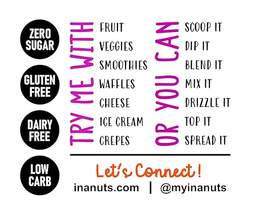 Miniatura 4 de InaNuts Mantequilla de nueces confitada, sin azúcar añadida, sin gluten, sin lácteos, apta para dieta cetogénica y paleo, mantequilla de nueces