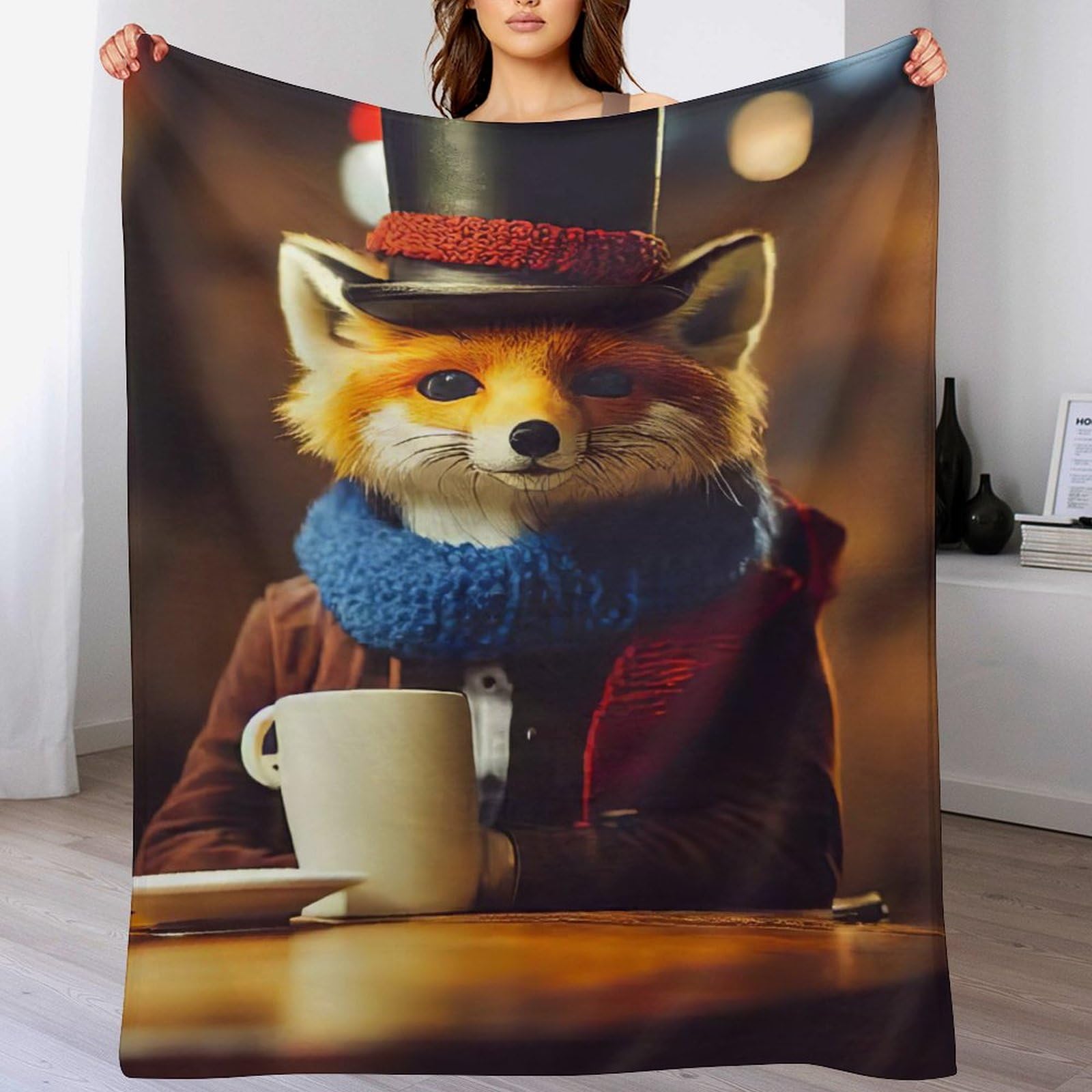 Couverture en flannel douce renard plaid canapé lit 140x180cm