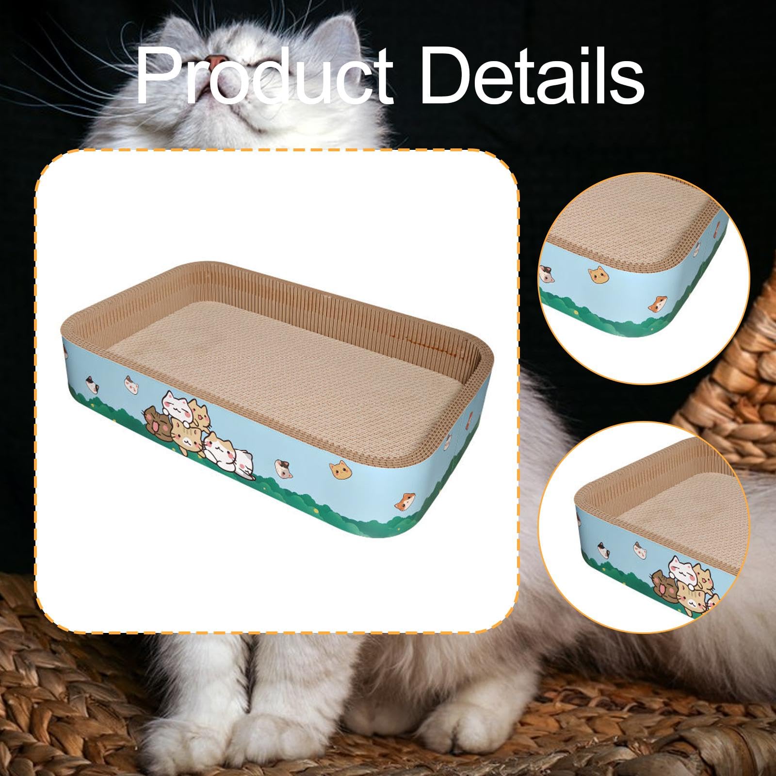 Griffoir en Carton pour Chat, Servant également de Support et de Protection pour Le Lit. Carton Ondulé pour Chatons, L
