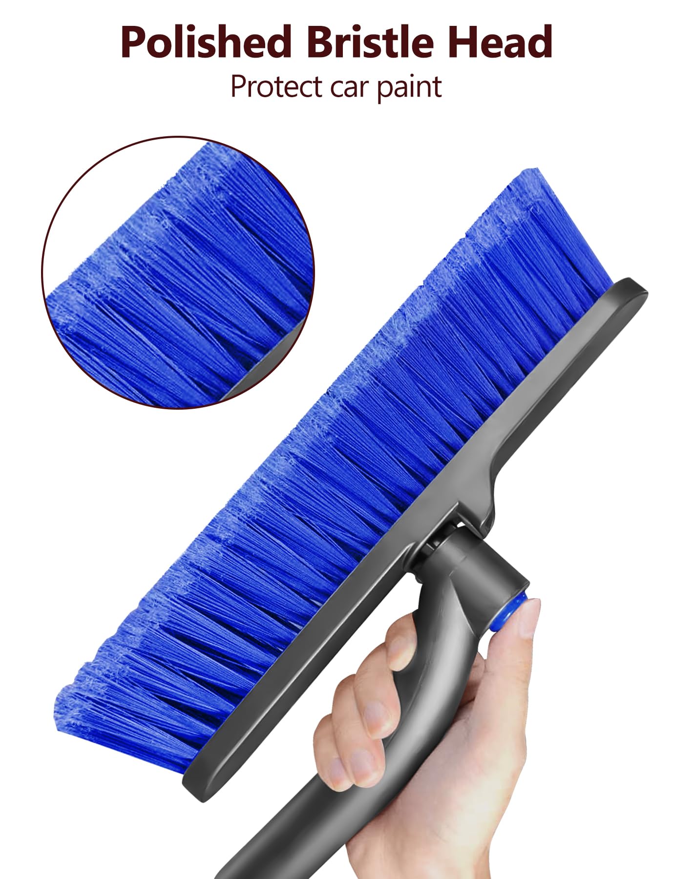 44'' Snow Brush Ice Scraper for Car Windshield, Extendable Snow Removal Tool Car Brush with Comfortable Foam Grip and Sturdy Aluminum Handle for Car, Truck, SUV