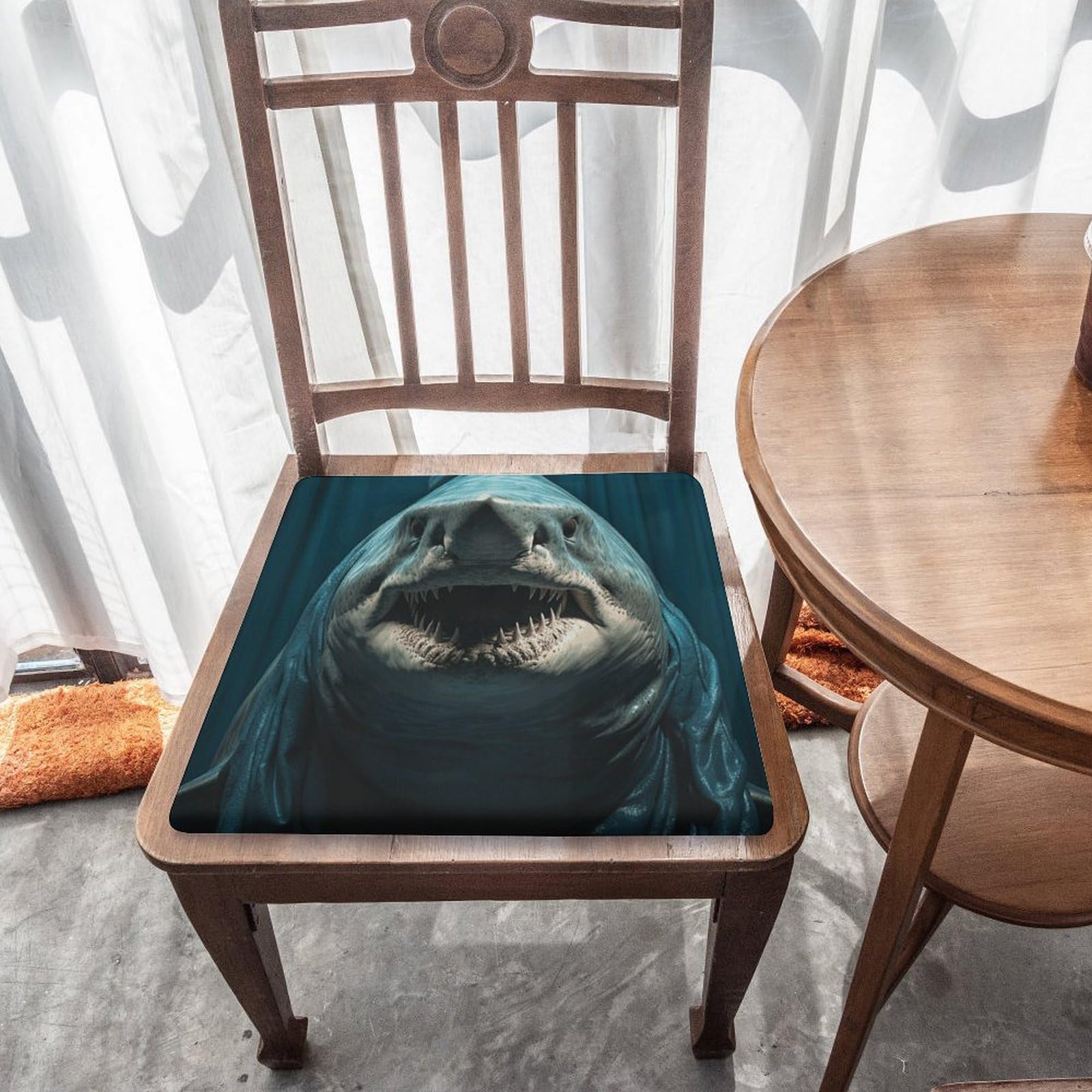 Cojín de meditación con diseño de tiburón que abre la boca, almohada de suelo impresa para yoga, tatami, chimenea, sala de estar