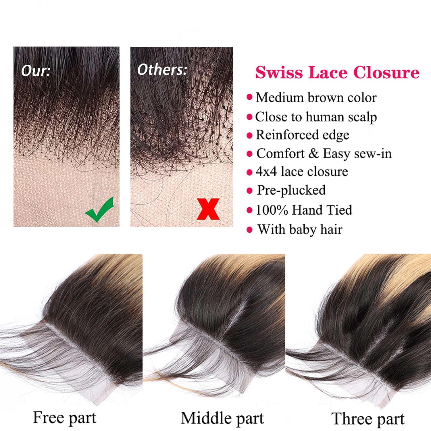 4x4 Ombre Lace Closure #1b27 Color Closure Body Wave Free Part Unprocessed Brazilian Human Hair Wet And Wavy 10 Inch