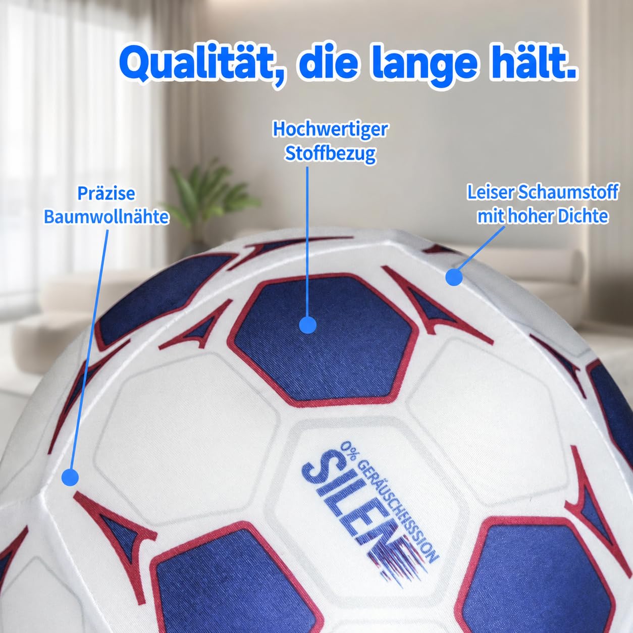 Indoor Football Training Ball Größe 5 - Der House Ball – Weicher Schaumfußball für Indoor-Training, Luftloser Indoor-Ball für Kinder und Erwachsene, Geschenk für Fußballfans Jungen 8–12 & Mädchen