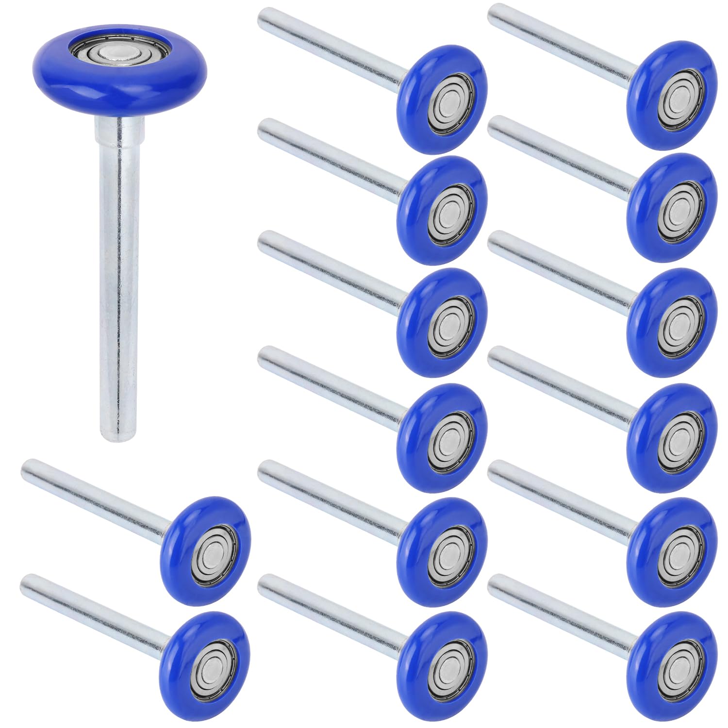 Biugaaufai 15 Pack 1.8 Inch Blue Nylon Garage Door Rollers, Garage Door Rollers Replacement, Quiet Garage Door Wheels Replacement, Garage Door Roller