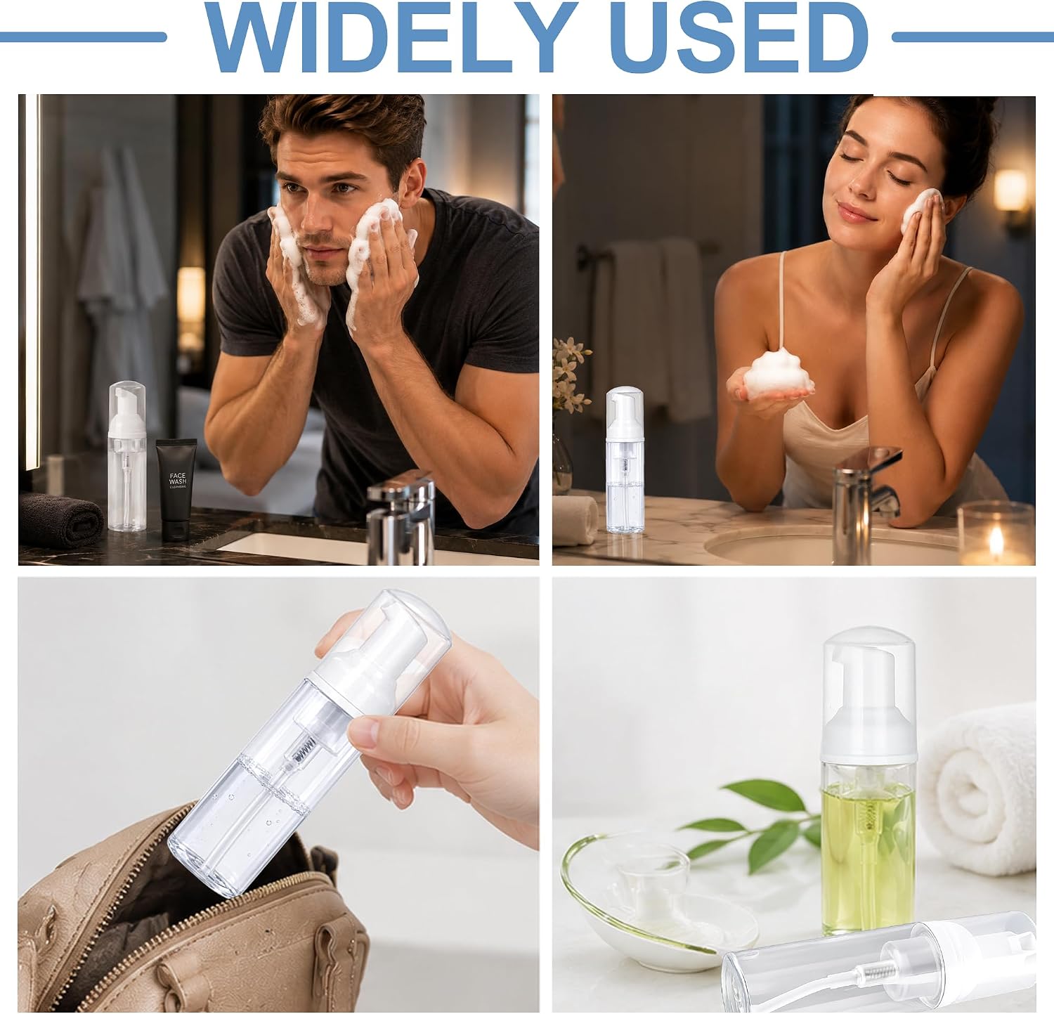 24 Pcs Foam Pump Bottle 2 oz Dispenser, Refillable, 2oz/60ml, Clear