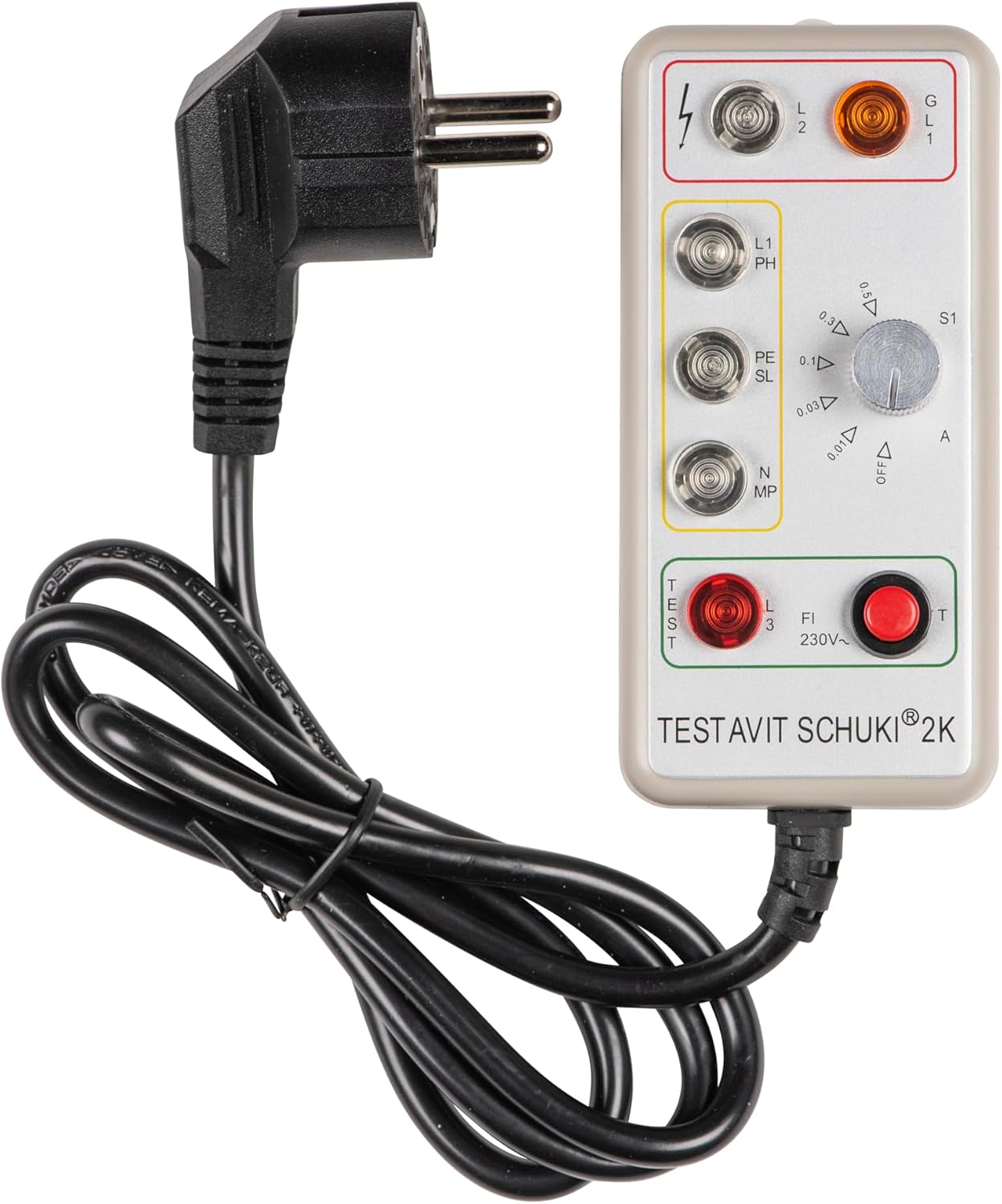 Close-up of Testboy Testavit Schuki 2K controls