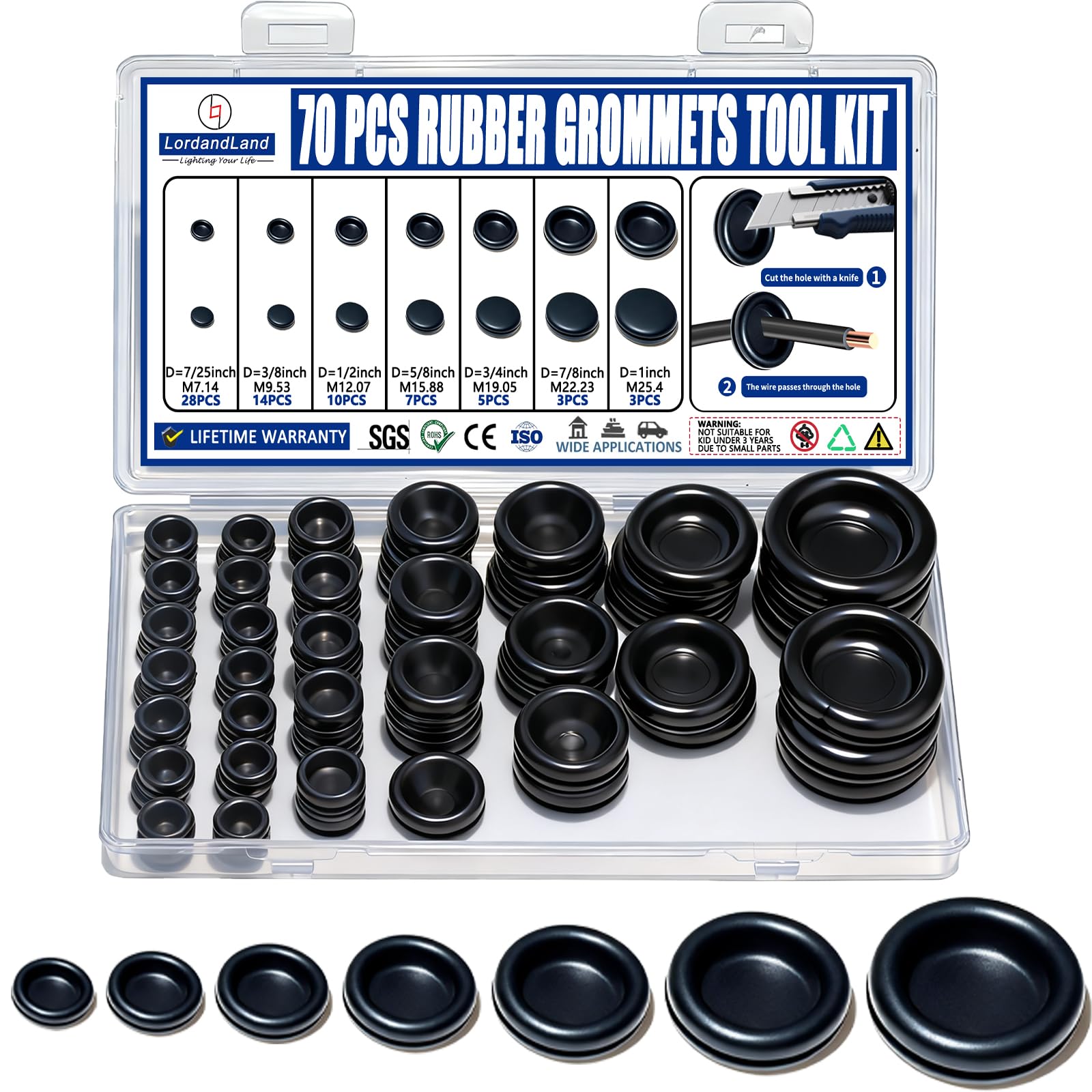 70 Rubber Grommets - Wiring, Automotive, Home -1