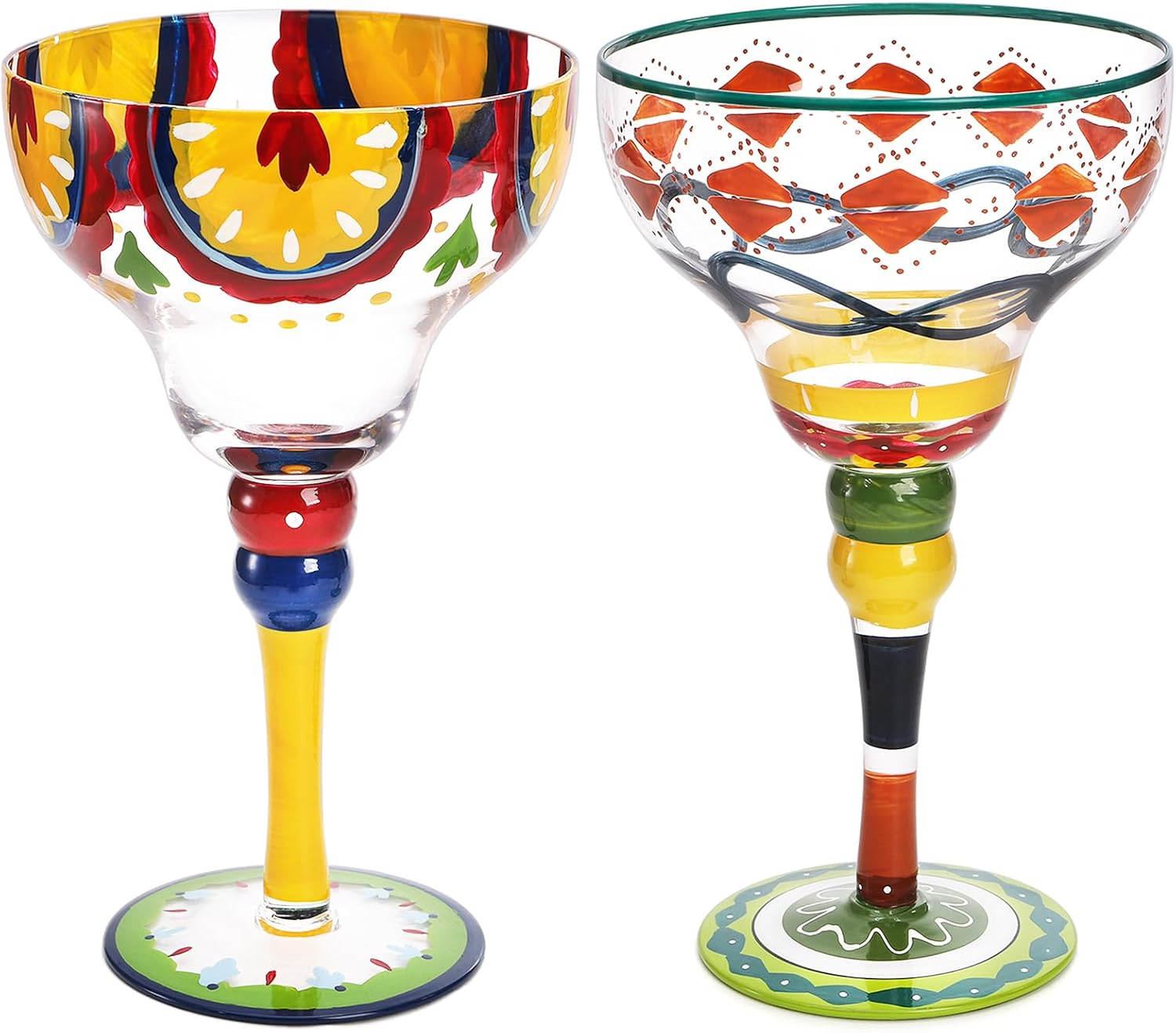 ZAVOOS Set of 2 Margarita Glass, 10 Oz Mexican Hand Blown Glasses Modern Bar Cups for Martini, Handcrafted Coupe Drinking Glassware Stemware for Cocktail Champagne, Party Decorations