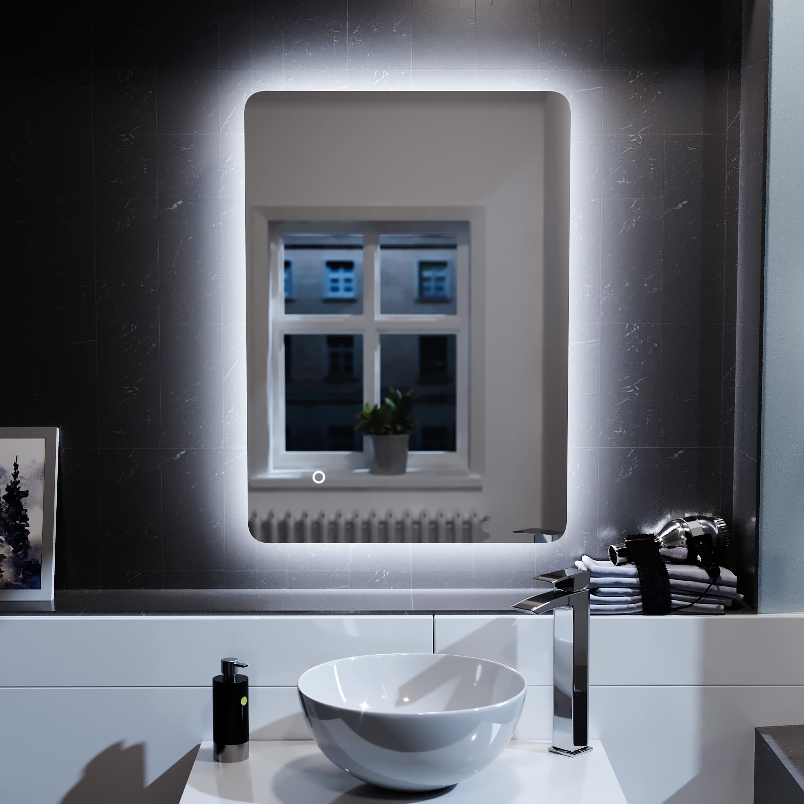 Nes Home Edale LED Illuminated Rectangular Demister Mirror 500 X 700mm