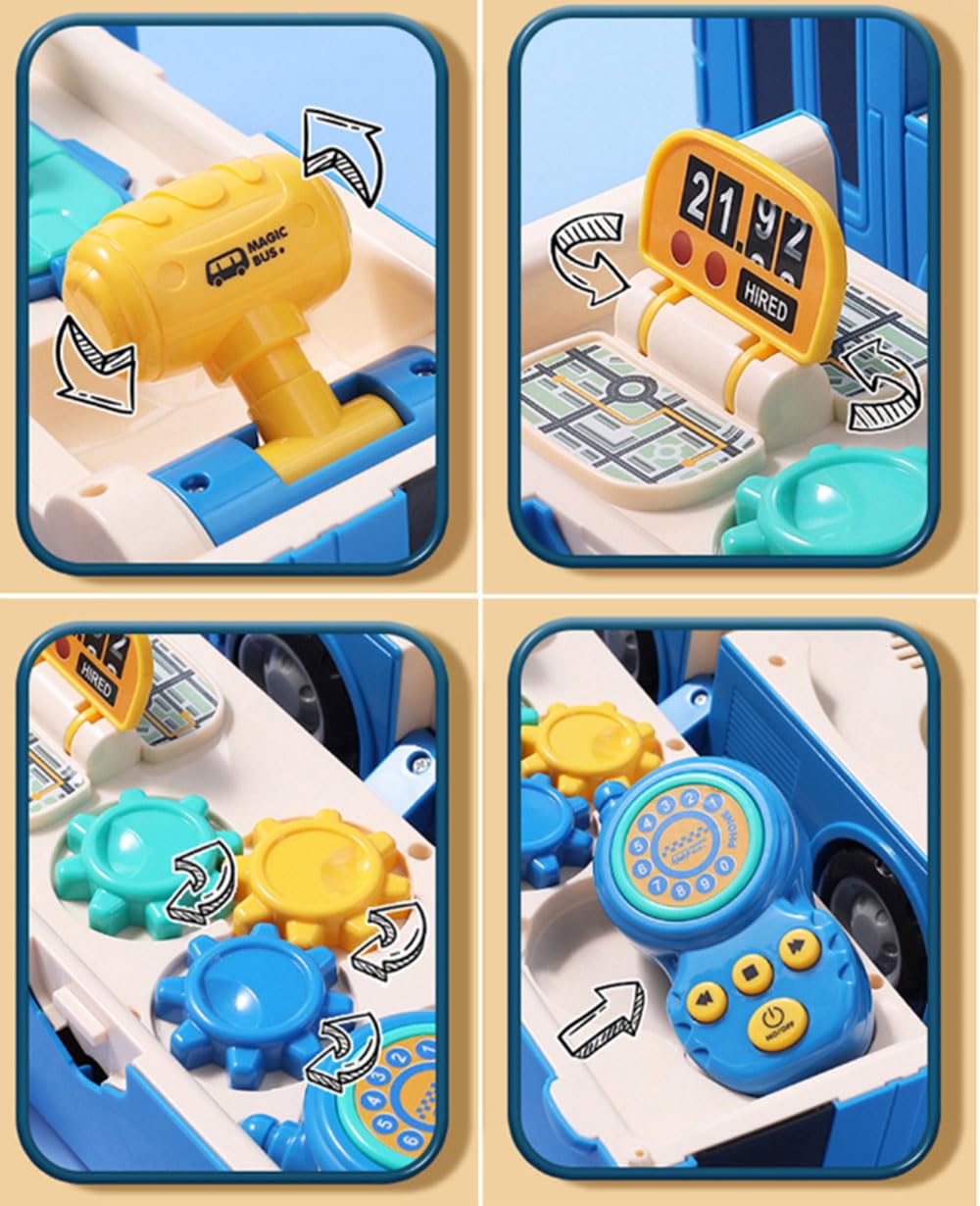 Amazon｜青子供ハンドルおもちゃ変形バス早教多機能大型スクールバス