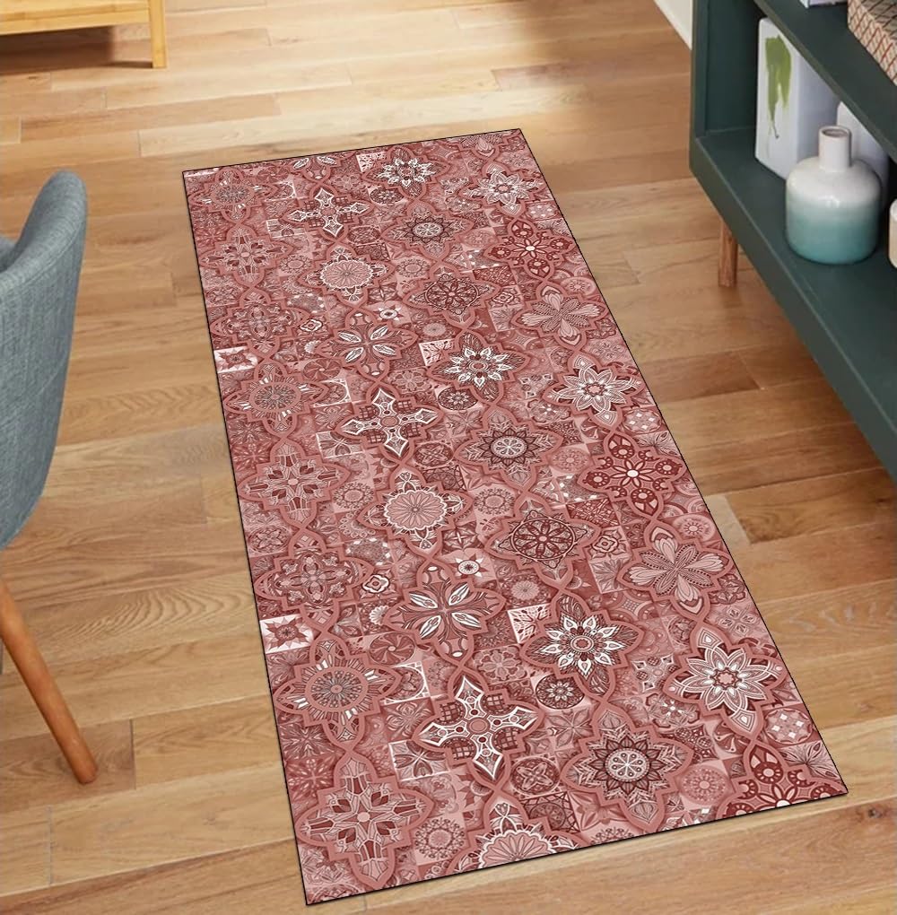 Alfombra lavable estilo bohemio de 70 x 120 cm con base antideslizante para cocina