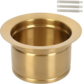 Extended Garbage Disposal Flange,Deep Garbage Disposal Sink Flange | for Kitchen Sink Fit for 3-1/2 Inch Standard Sink Drain Hole,Gold Deep Kitchen Sink Flange