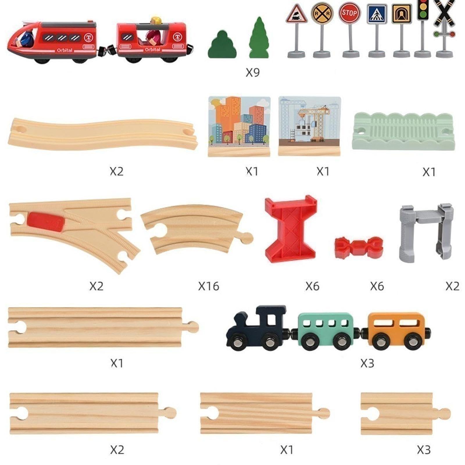 Trenino Elettrico con Binari, Set di Binari, Regalo di Compleanno Creativo con Vagoni, Set di Treni per Bambini dai 3 agli 8 Anni, 72 Pezzi
