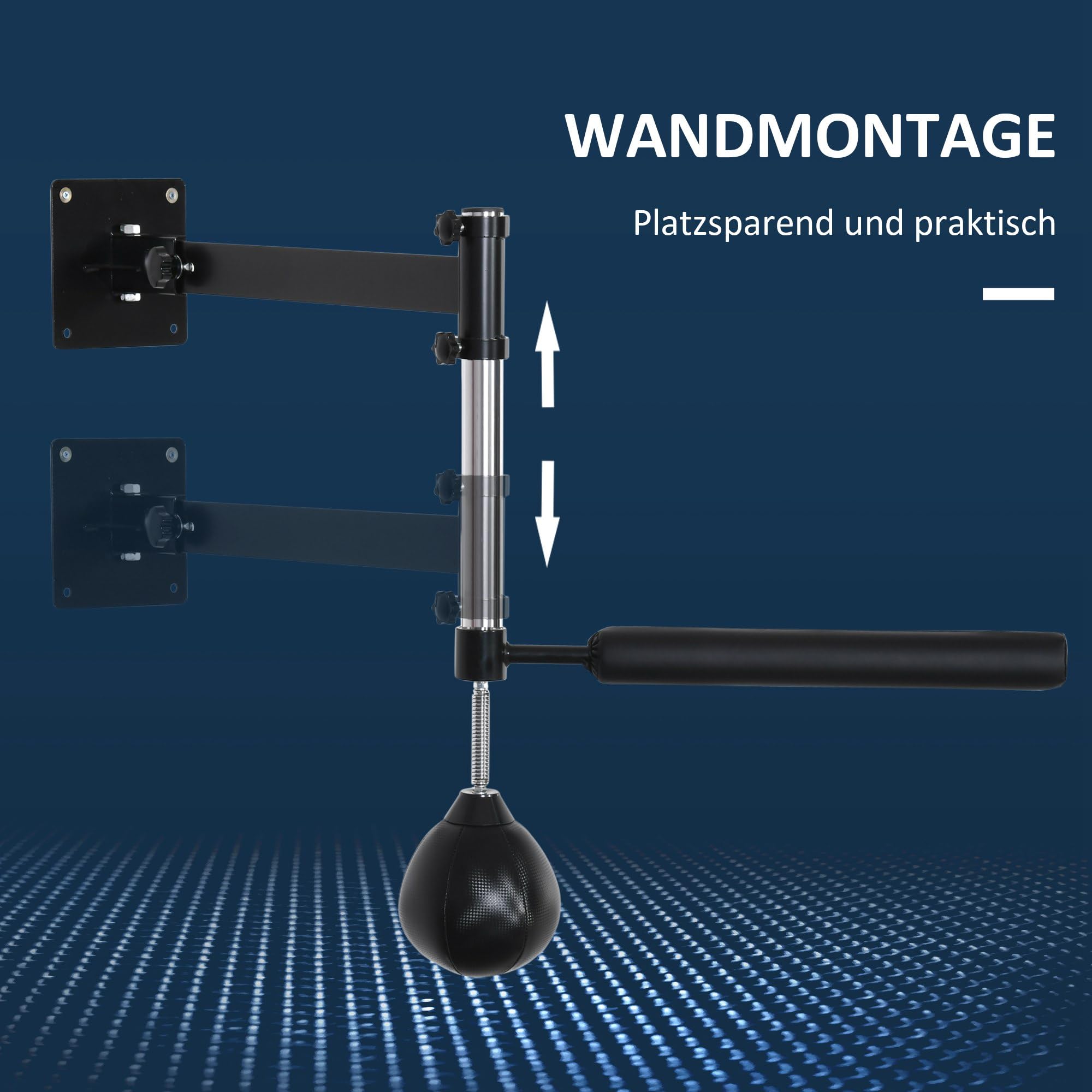 HOMCOM Boxgestell klappbar höhenverstellbar Boxtraining Wardhalterung mit drehbarer Reflexstange Speedball, stehende Boxssack für Erwachsene und Jugendliche