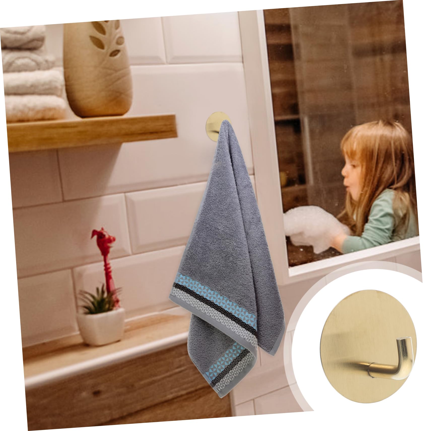 Tofficu Gancho Pegajoso Gancho Adhesivo Resistente Toalleros Para Baño Gancho Para Toallas De Baño Ganchos Para Albornoces Para Baños Acero Inoxidable Golden 4 Piezas X 4