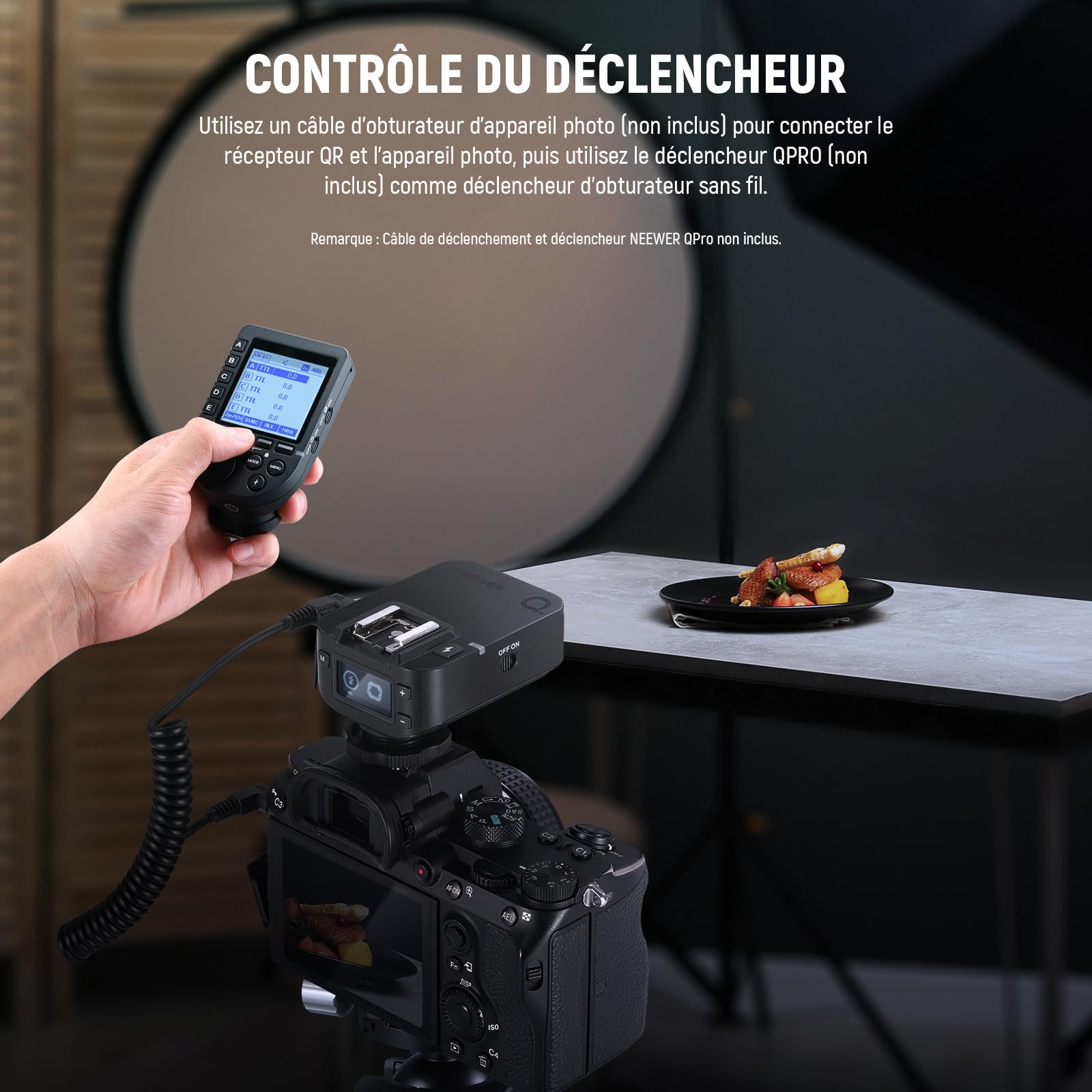 NEEWER Récepteur Flash sans Fil QR 2,4G pour Déclencheurs NEEWER QPRO-C/QPRO-N/QPRO-S, Contact Unique avec Port de Sync 2,5mm, Filetage 1/4", Compatible avec Godox Yongnuo NEEWER Vision4 S101 NW700