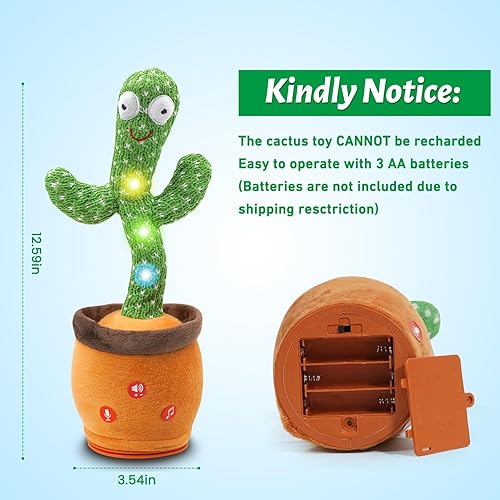 Miniatura 5 de Juguete de cactus que habla bailando, juguetes para bebés, rellenos de calcetines para niños y niñas, interactivo imitando cantar y repetir,