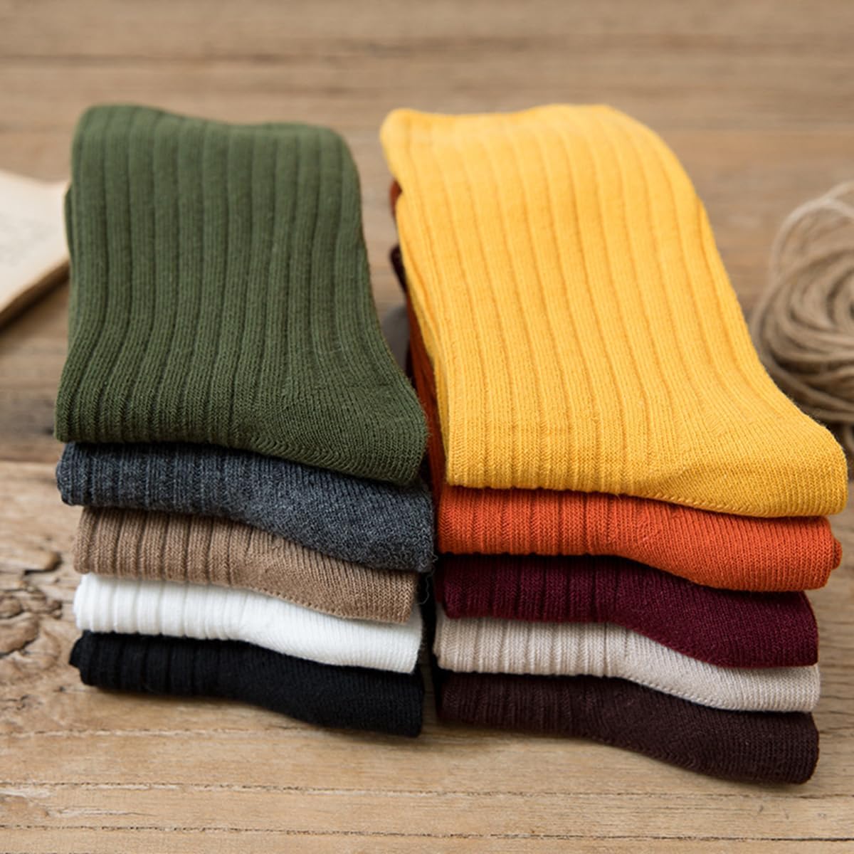 Women Crew Socks, Solid Color Cotton Boot Socks for Women Ladies 9/10 Pairs, Size 5-10 - Image 5