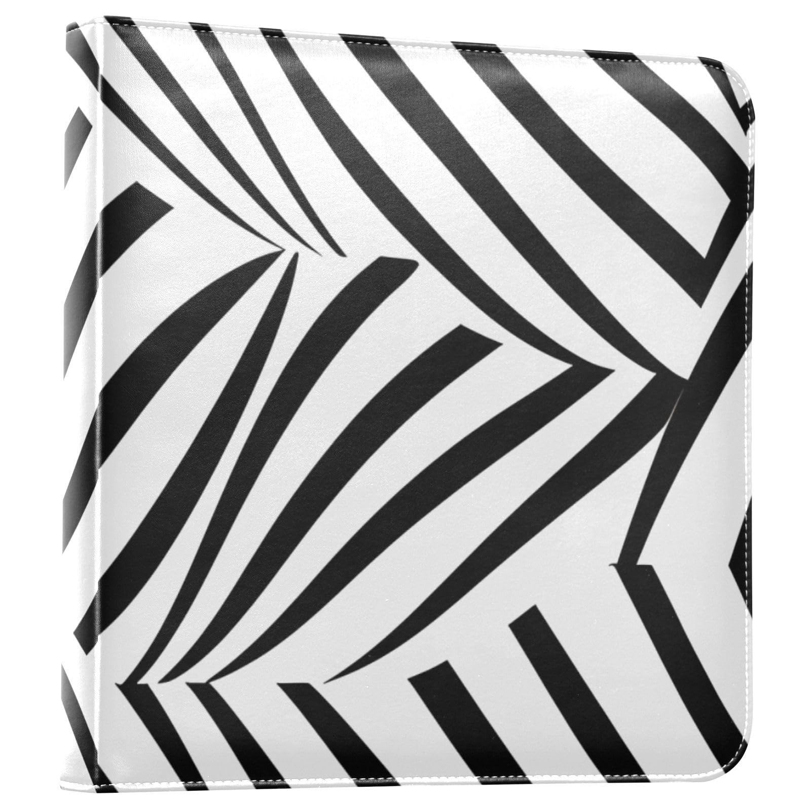JIPONI Zebra Print Large Photo Album, DIY Leather Cover Scrapbook Albums for 4x6 5x7 6x8 Pictures, Self Adhesive Memory Book for Wedding, Baby, Family