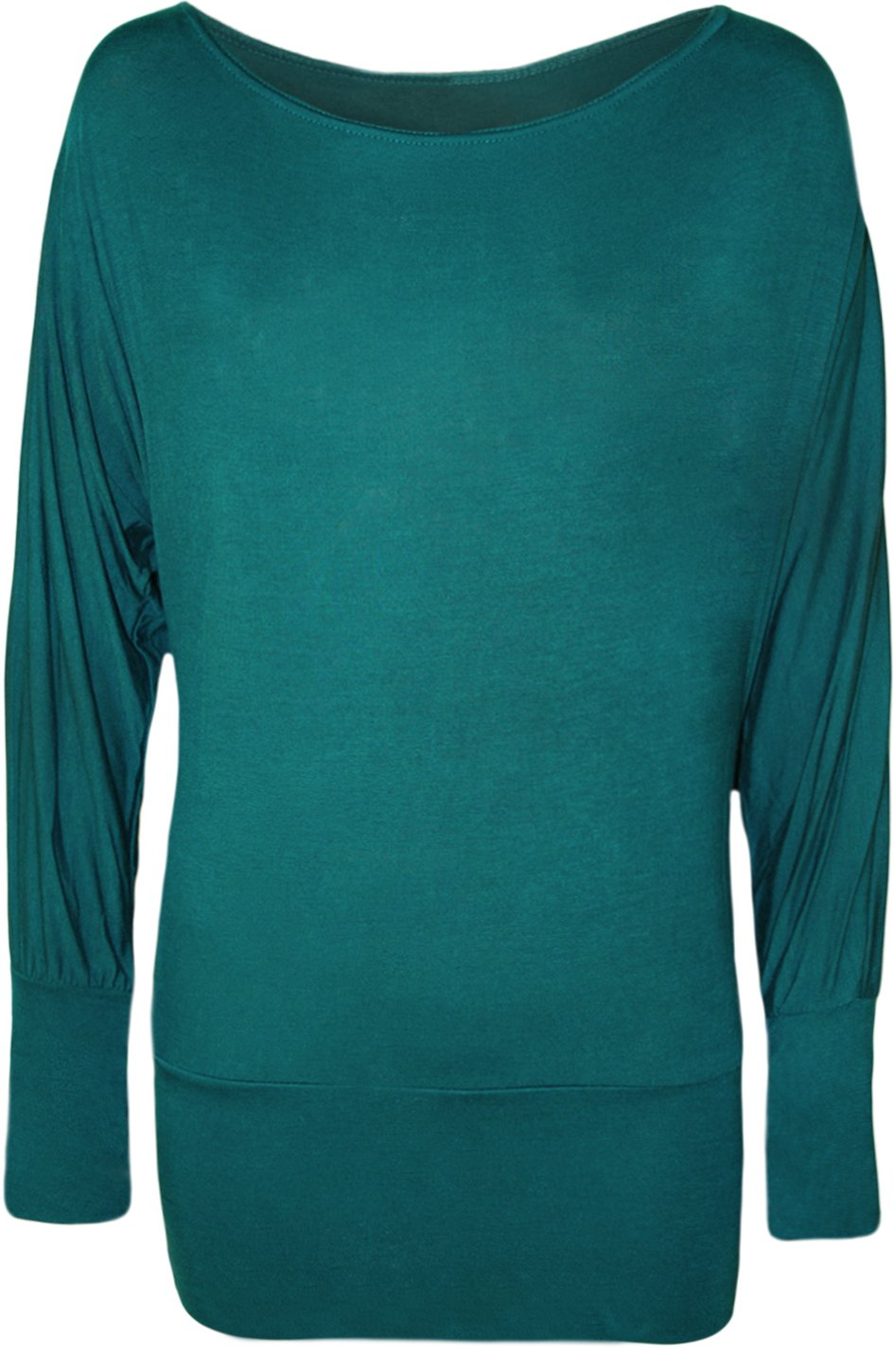 WearAll Ladies Batwing Long Sleeved Womens Top Teal - - 8/10
