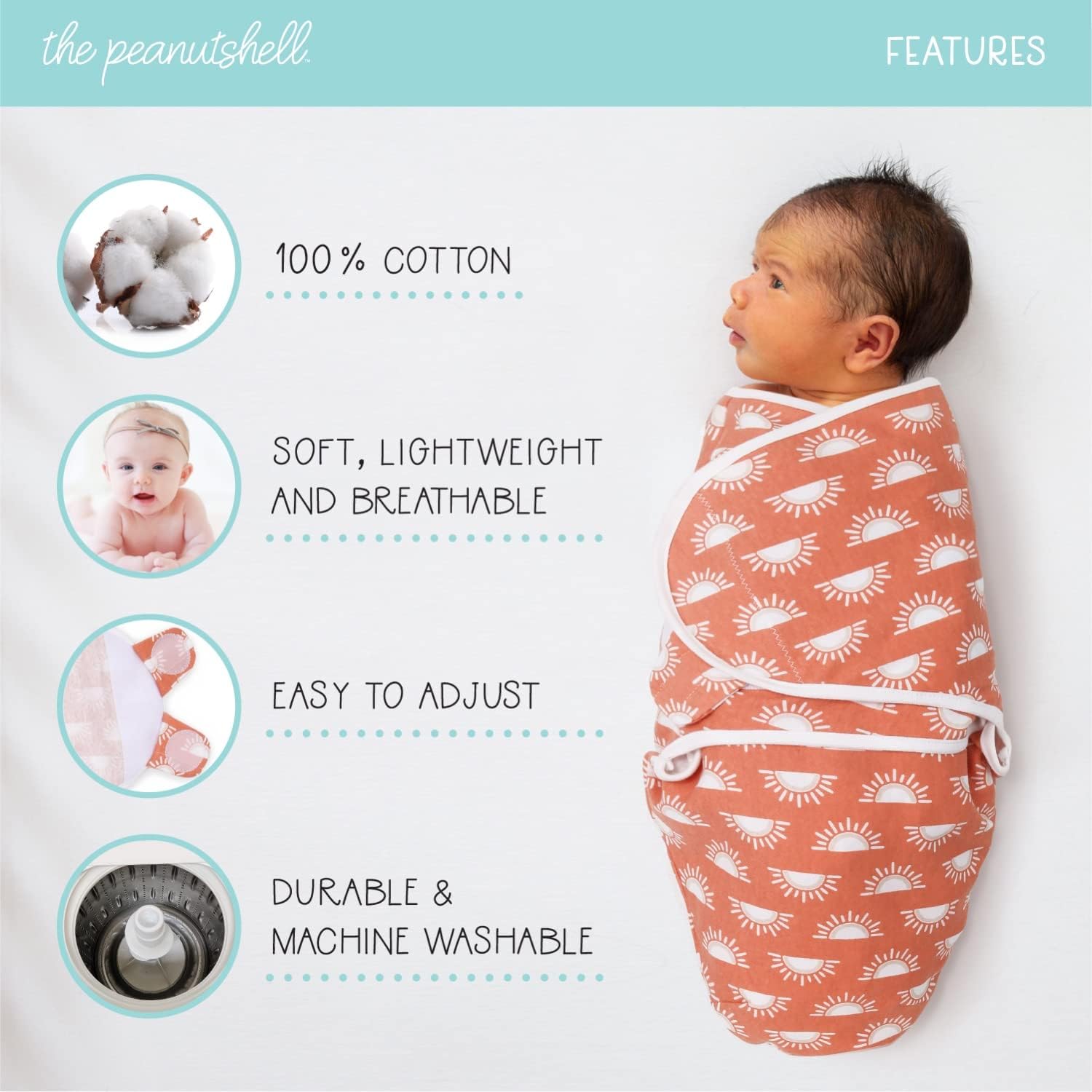 The Peanutshell Baby Swaddle Blankets Set of 3 – Baby Sleep Sack for Newborn, Newborns Sack 0-3, 3-6 Month Swaddles, Soft & Breathable Cotton – Desert Safari (M/L)