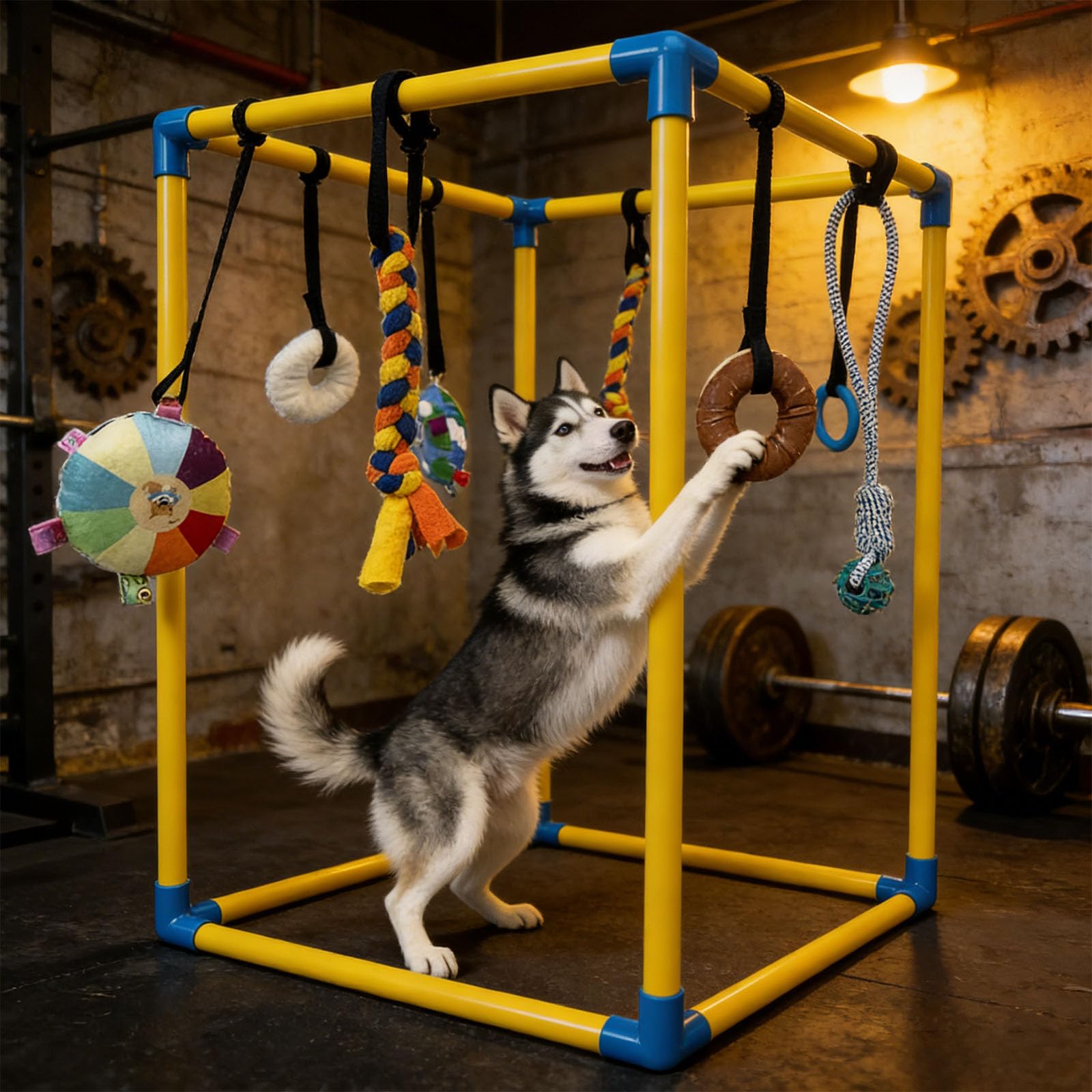 Set da palestra con tubo in PVC verde per animali domestici, con difficoltà divertenti per cani e adulti, attività stimolante, organizza la costruzione di attrezzature per l'addestramento degli