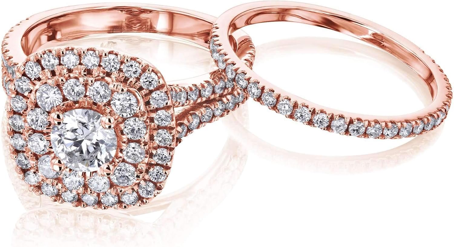 Kobelli 2ct Natural Diamond Double Halo Bridal Set