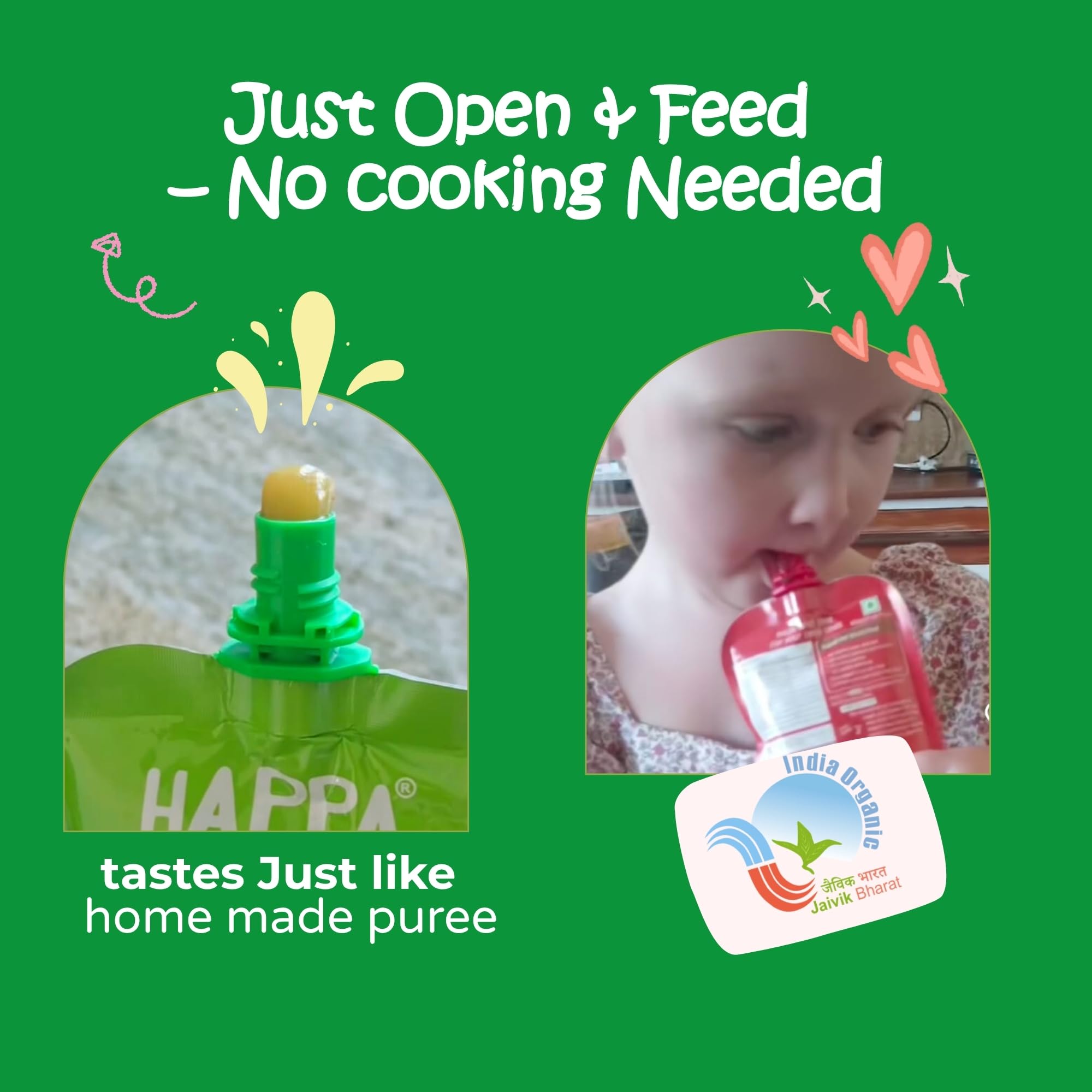 Happa Organic Baby Food Apple and Oats Puree | 100% Fruits and Oats | No Added Sugar, No Milk Powder, No Preservatives | Stage 2 (6 Months+) | Ready to Eat | Free from Common Allergens | Pack of 1 (100g Each) 4