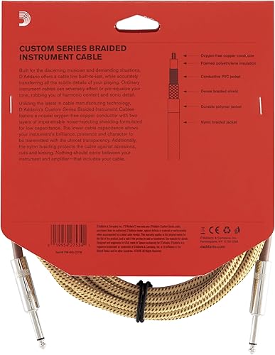 Miniatura 4 de D'Addario Cable de guitarra - Cable de guitarra - Cable de instrumento - Accesorios de guitarra - Cable trenzado serie personalizada - 20 pies/25.0