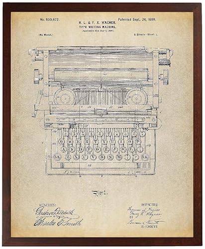 Impresión artística de patente para máquina de escribir, decoración retro para la oficina en casa, arte de pared sin marco, 8 x 10 pulgadas