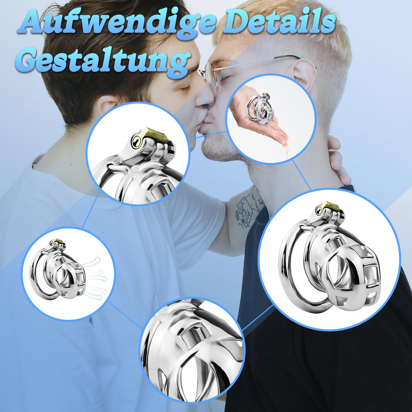 Cage de Chasteté Pénis Ceinture de Chasteté en Métal avec Serrure Invisible et 2 Clés Cages de Chasteté pour Bondage du Pénis de l'Homme Cage Chastetée en Acier Inoxydable (45mm,L)
