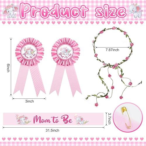 Miniatura 3 de Chunful Banda temática de elefante para baby shower, banda para mamá y papá para ser corona de flores para revelaciones de género, fiesta, baby