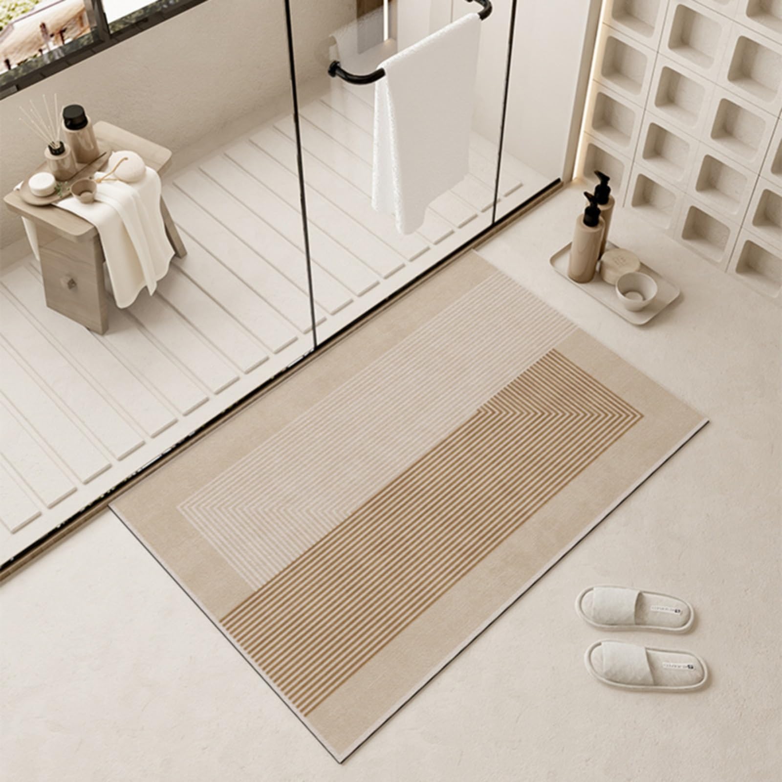 Tapis de bain fin antidérapant en caoutchouc 50x80cm pour douche