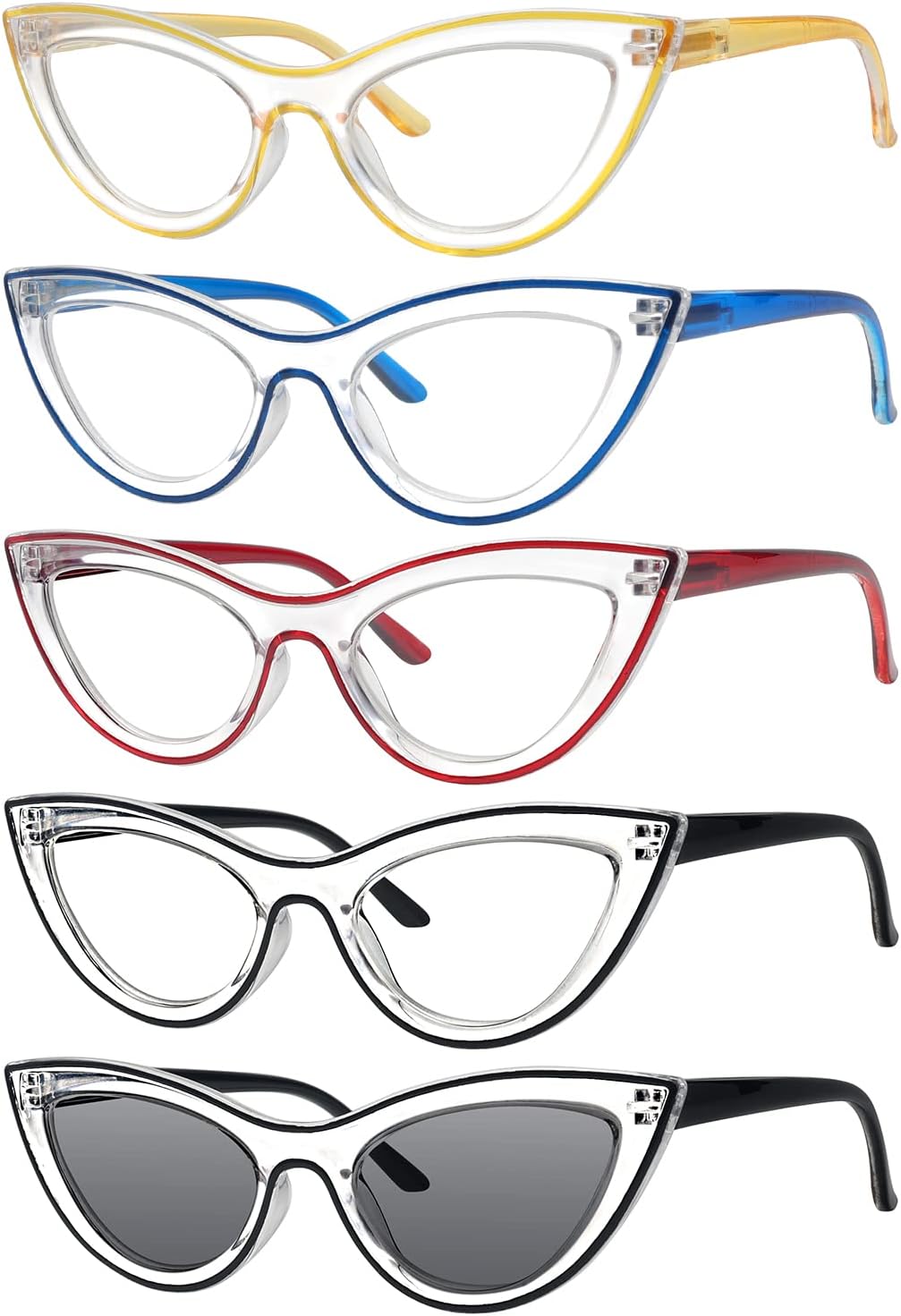 Eyekepper 5-pack Cat Eye Reading Glasses for Women Retro Cute Readers
